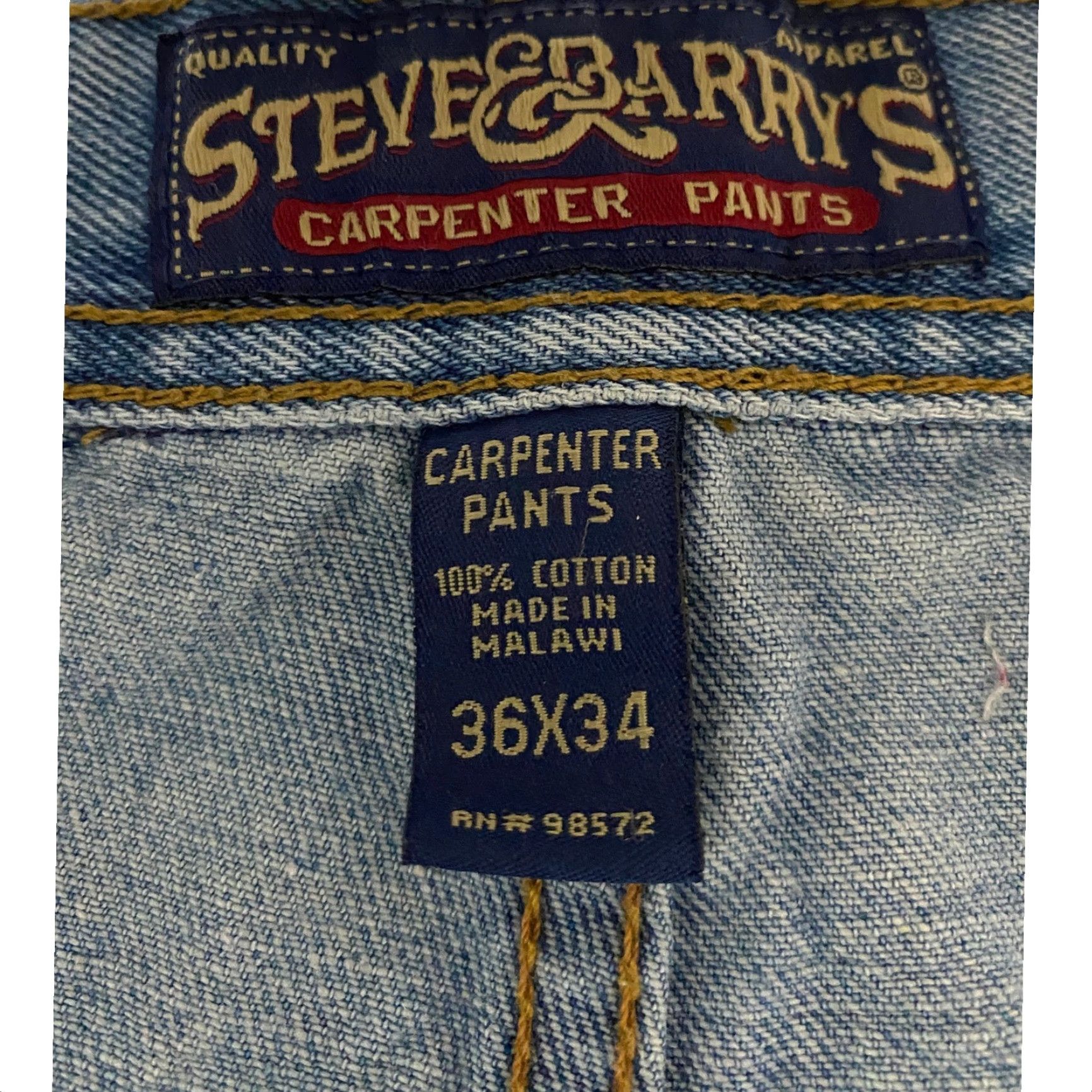 Vintage Steve & Barry's Carpenter Jeans Men 36x34 Blue Y2K Workwear 90s Denim Carpenter Loop Utility Pockets Baggy? Size US 36 / EU 52 - 4 Thumbnail