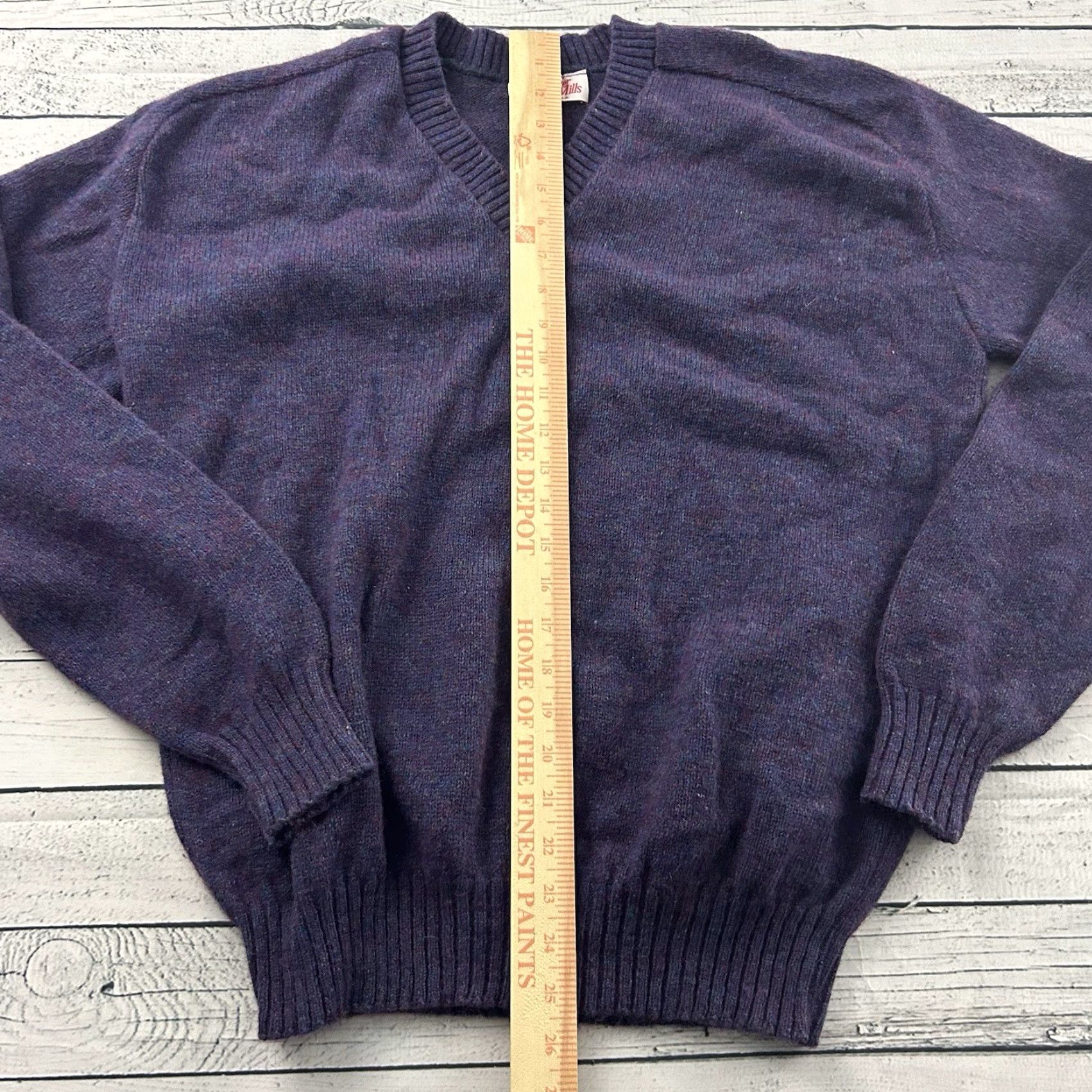 Vintage VINTAGE Fall River Knitting Mills USA Wool Blend V Neck Sweater Men XL Purple Shirt Wool Knit Pullover 80s? Size US XL / EU 56 / 4 - 3 Thumbnail