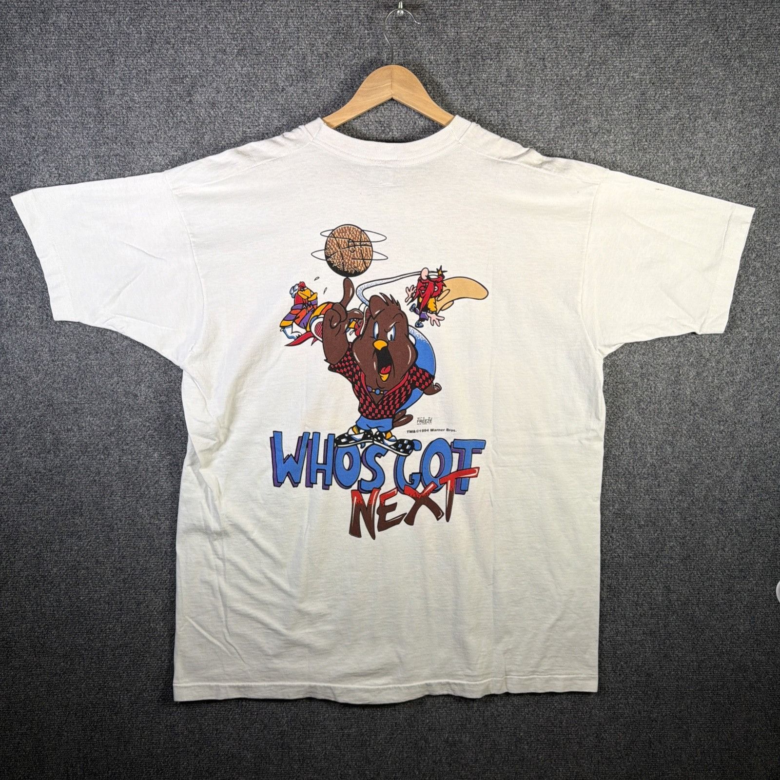 Warner Bros Vintage Looney Tunes Shirt Mens XL White 90s USA AOP Hip Hop Size US XL / EU 56 / 4 - 9 Thumbnail