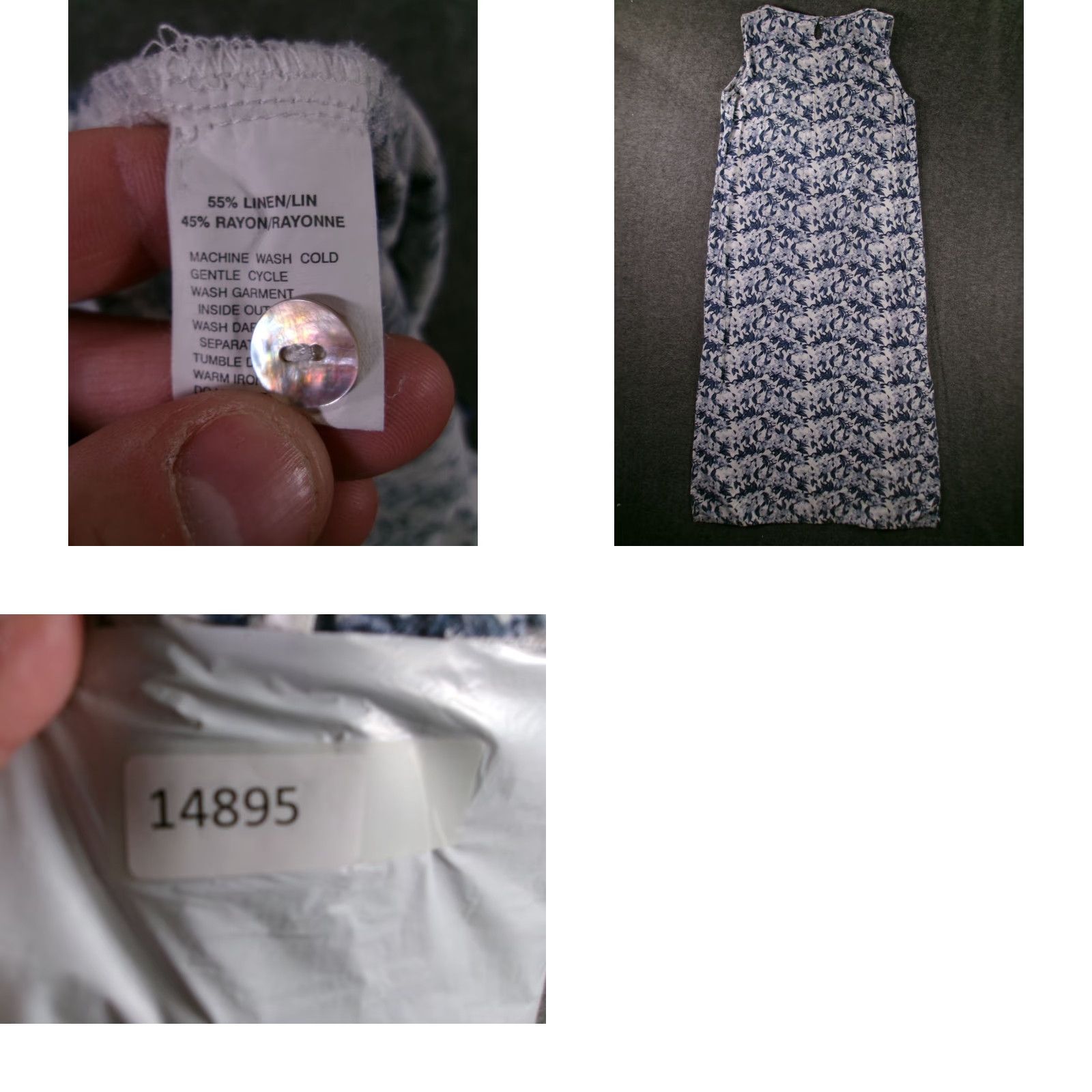 Vintage Blast Dress Women L Sleeveless Maxi Floral Keyhole Back Linen Rayon Button Size L / US 10 / IT 46 - 8 Thumbnail