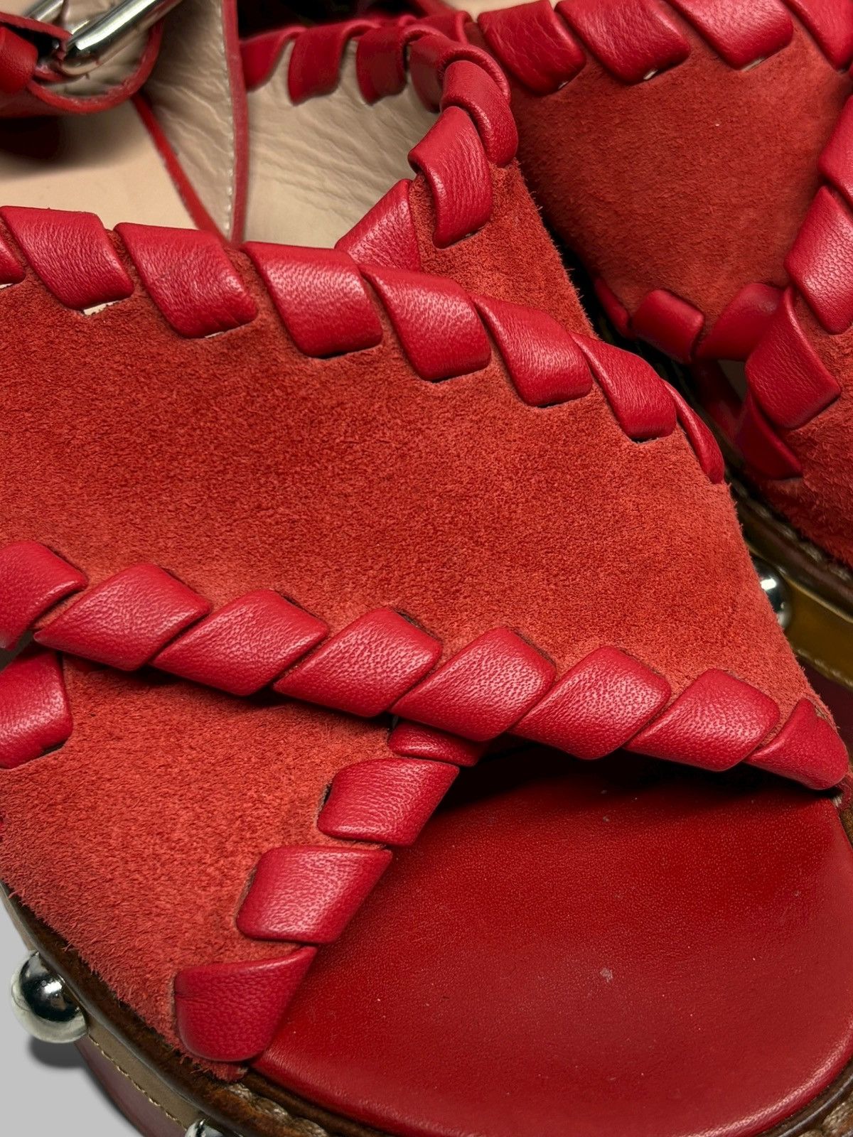RED Valentino Red Valentino Studded Platform Sandals Hot Red 800$ RRP Size US 8 / IT 38 - 12 Thumbnail