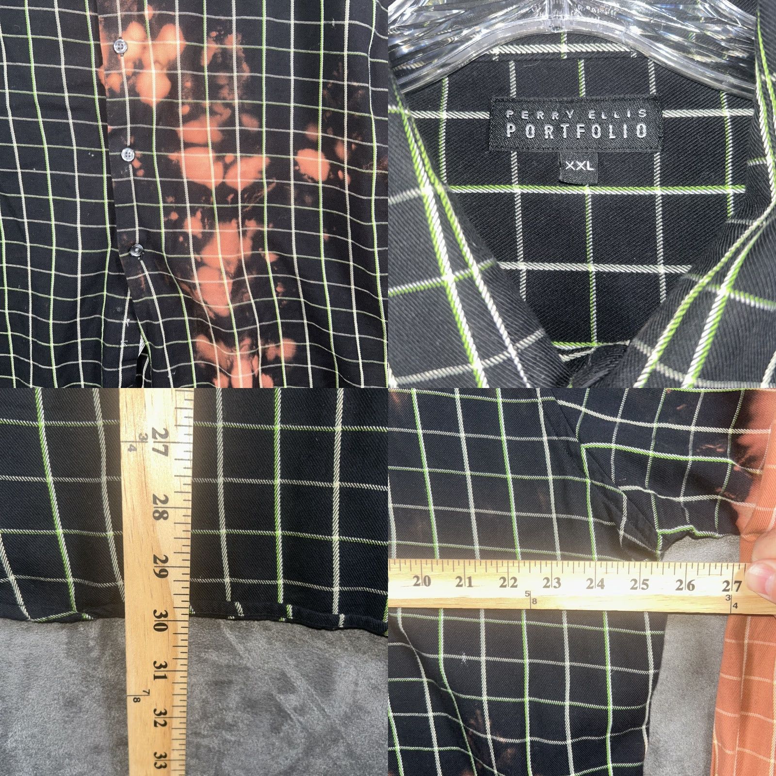Perry Ellis Captain Morgan Perry Ellis Portfolio Shirt Button Up Mens 2XL Black Splattered Stripe Pattern Dress Shirt Mens Size US XXL / EU 58 / 5 - 8 Thumbnail
