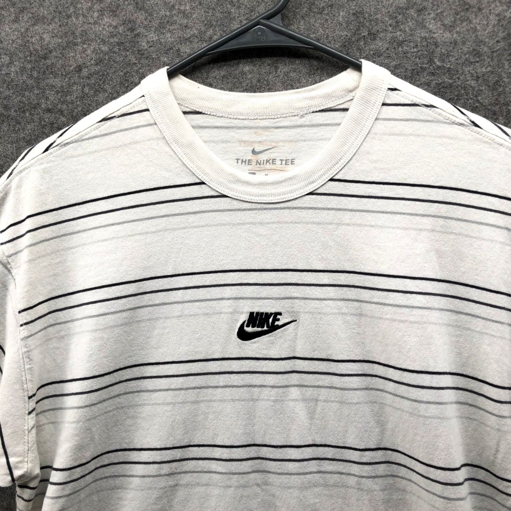 Nike Nike Sportswear NSW Striped Tee Mens M White Black Short Sleeve Cotton Crewneck Size US 31 - 4 Thumbnail