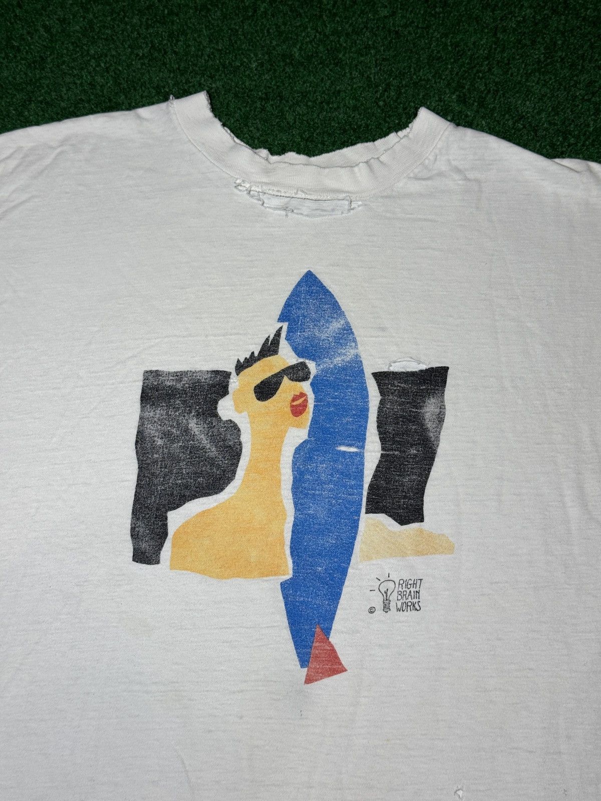 Vintage Vtg 80s Spring Break Abstract Art Surfer Distressed T Shirt Size US L / EU 52-54 / 3 - 2 Thumbnail