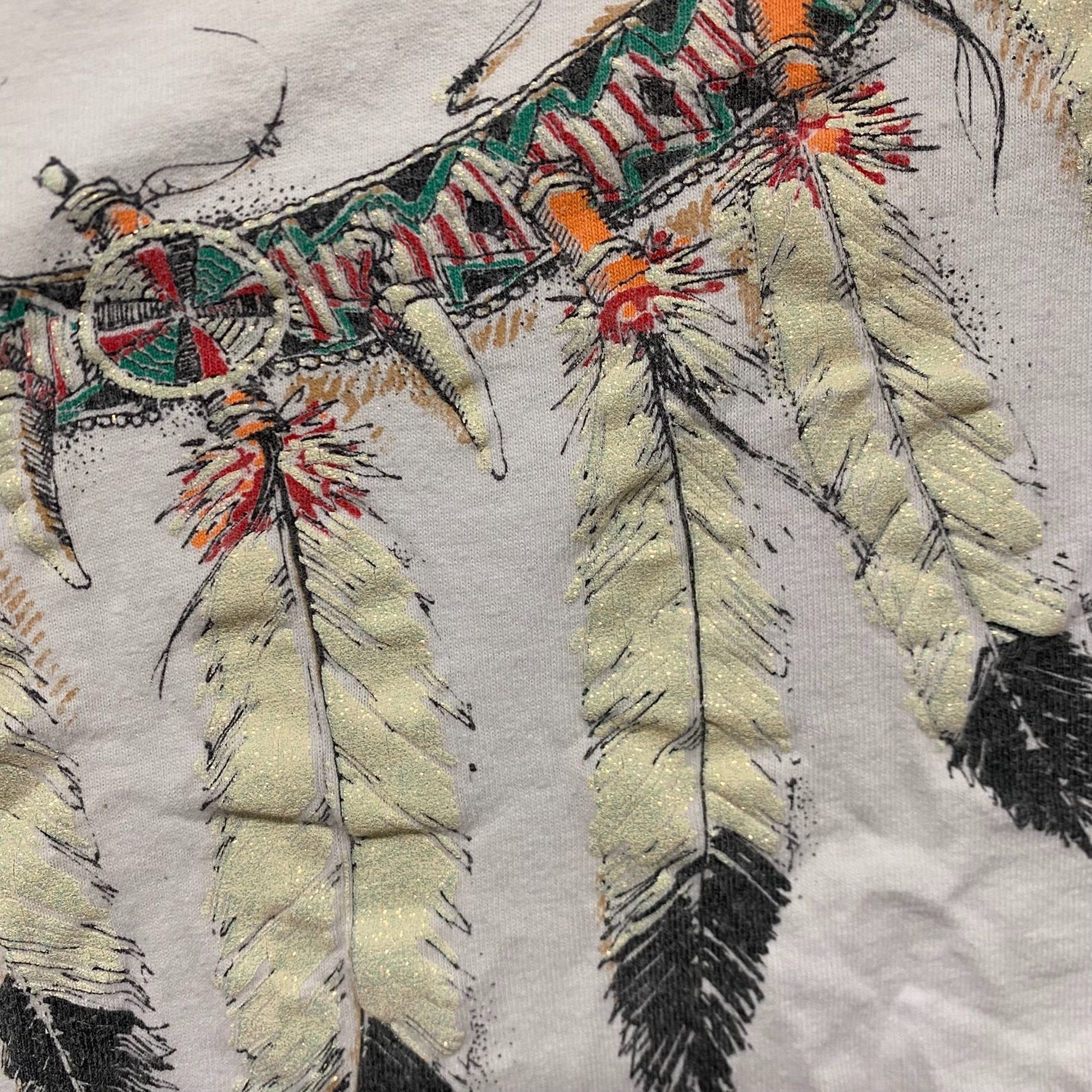 Vintage Vintage 80s Native American Shirt Tribal Glitter Western Tee Size US XL / EU 56 / 4 - 6 Thumbnail