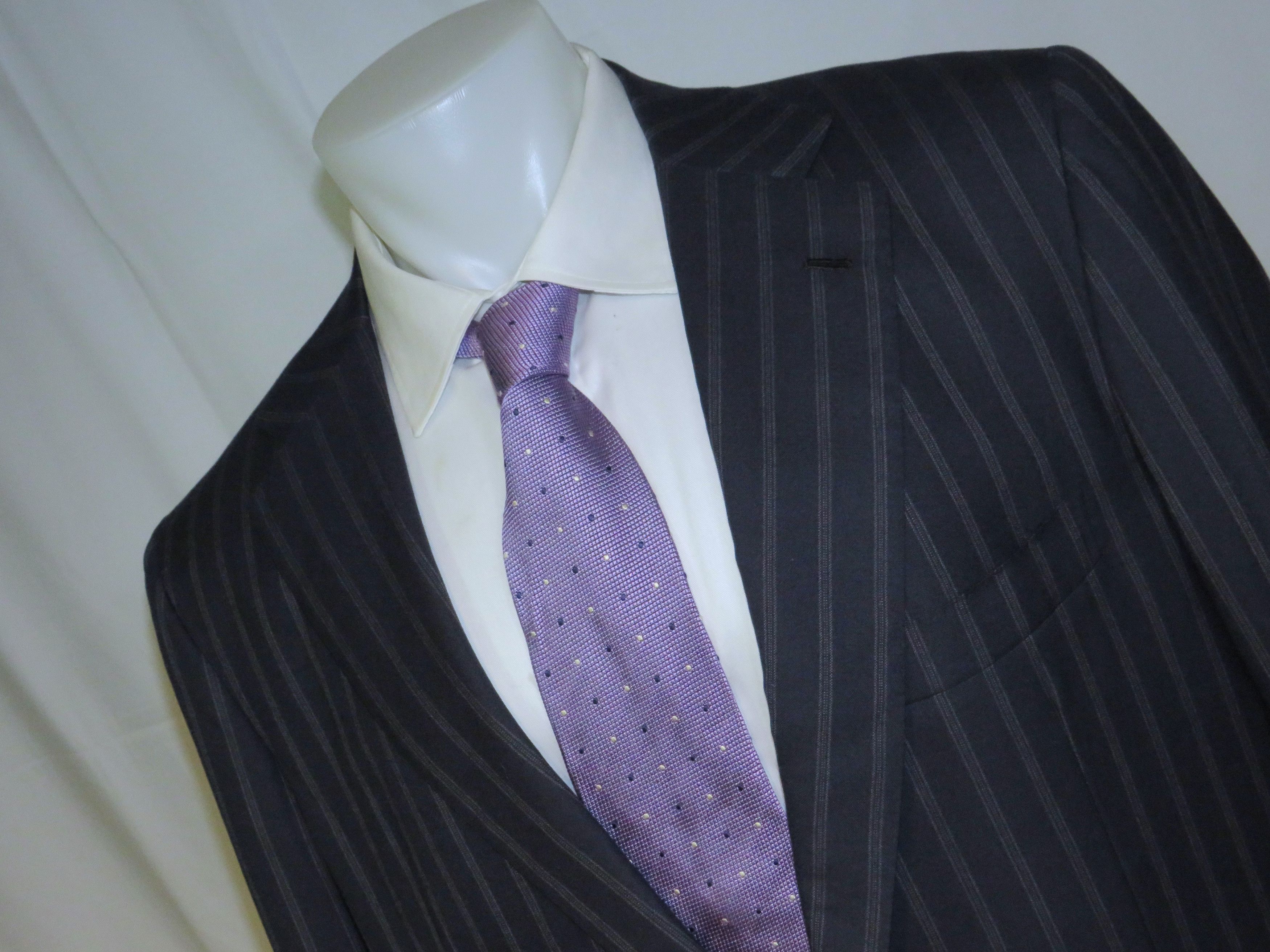Kiton 14 Micron Super 180 Blanc Blue Striped Two Button Suit 48L Size 48L - 6 Thumbnail