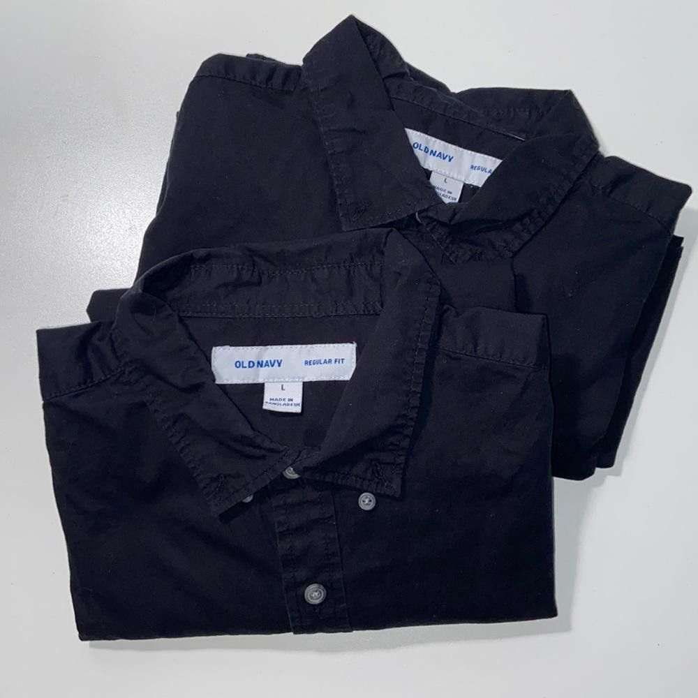 Old Navy Bundle of 2 Regular Fit Black Button Ups Size Large Size 42R - 1 Thumbnail