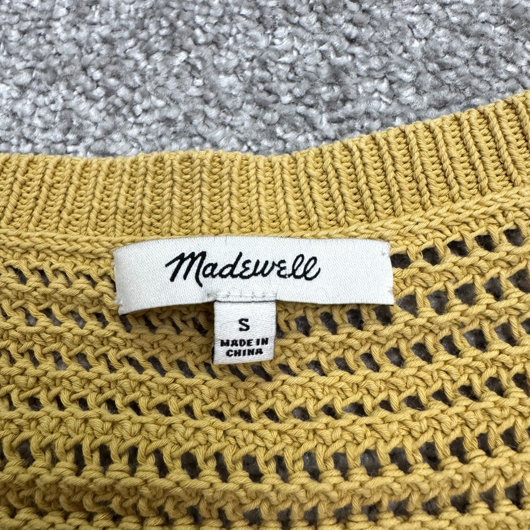 Madewell Madewell Women's Small Casual Fall Sweater Crochet Pullover Long Sleeve Yellow Cotton Streetwear Seasonal Size S / US 4 / IT 40 - 4 Thumbnail