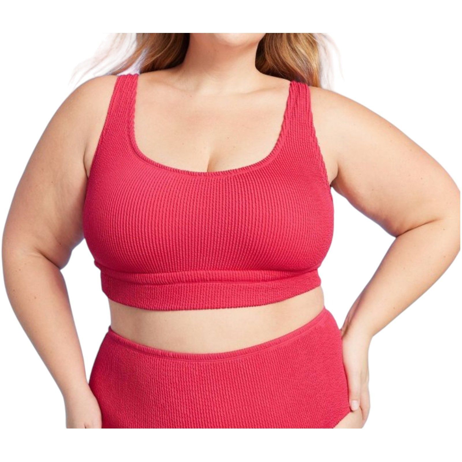 Other Kona Sol - Women's Pucker Scoop Neck Longline Bikini Top - B Size ONE SIZE - 1 Thumbnail