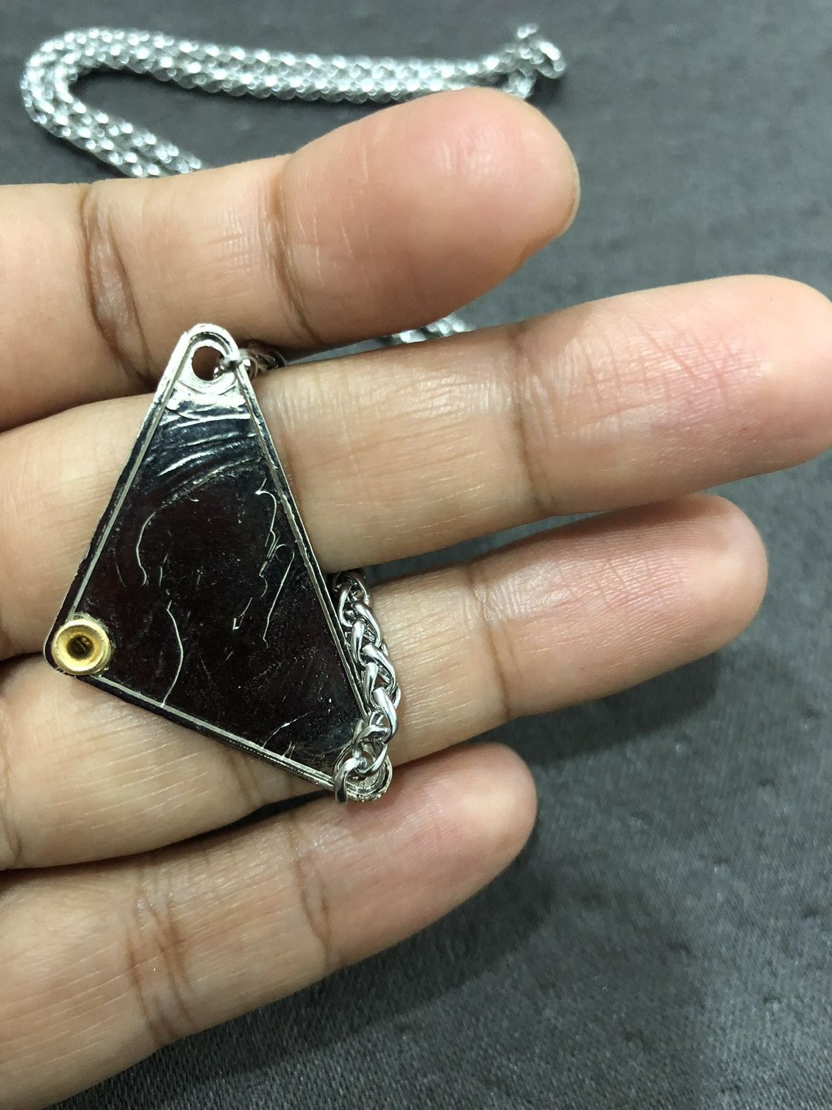 Other Vintage Repurposed Prada Milano Triangle Logo Necklace Size ONE SIZE - 4 Thumbnail