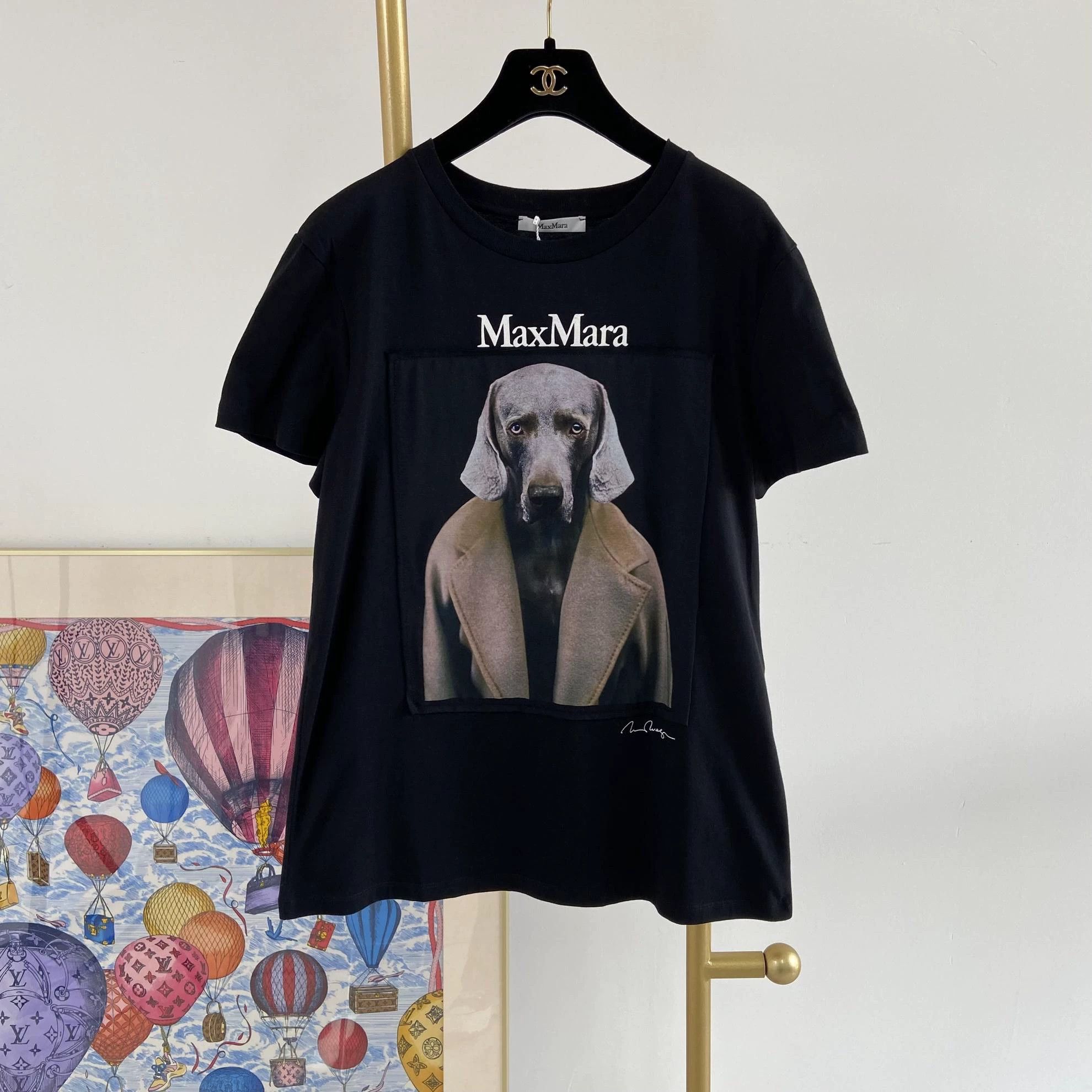 Max Mara Maxmara Puppy Print Tee L With Tags 7472 Size L / US 10 / IT 46 - 2 Thumbnail