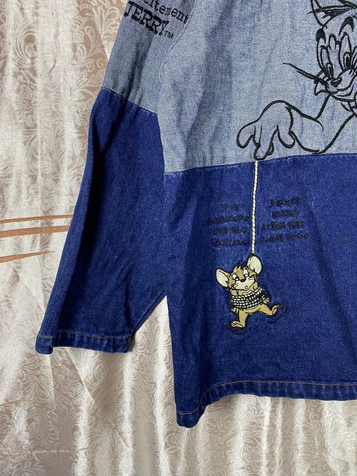 Vintage Vintage Tom & Jerry Two Tone Denim Embroidery Jacket Cartoon Size US L / EU 52-54 / 3 - 14 Thumbnail