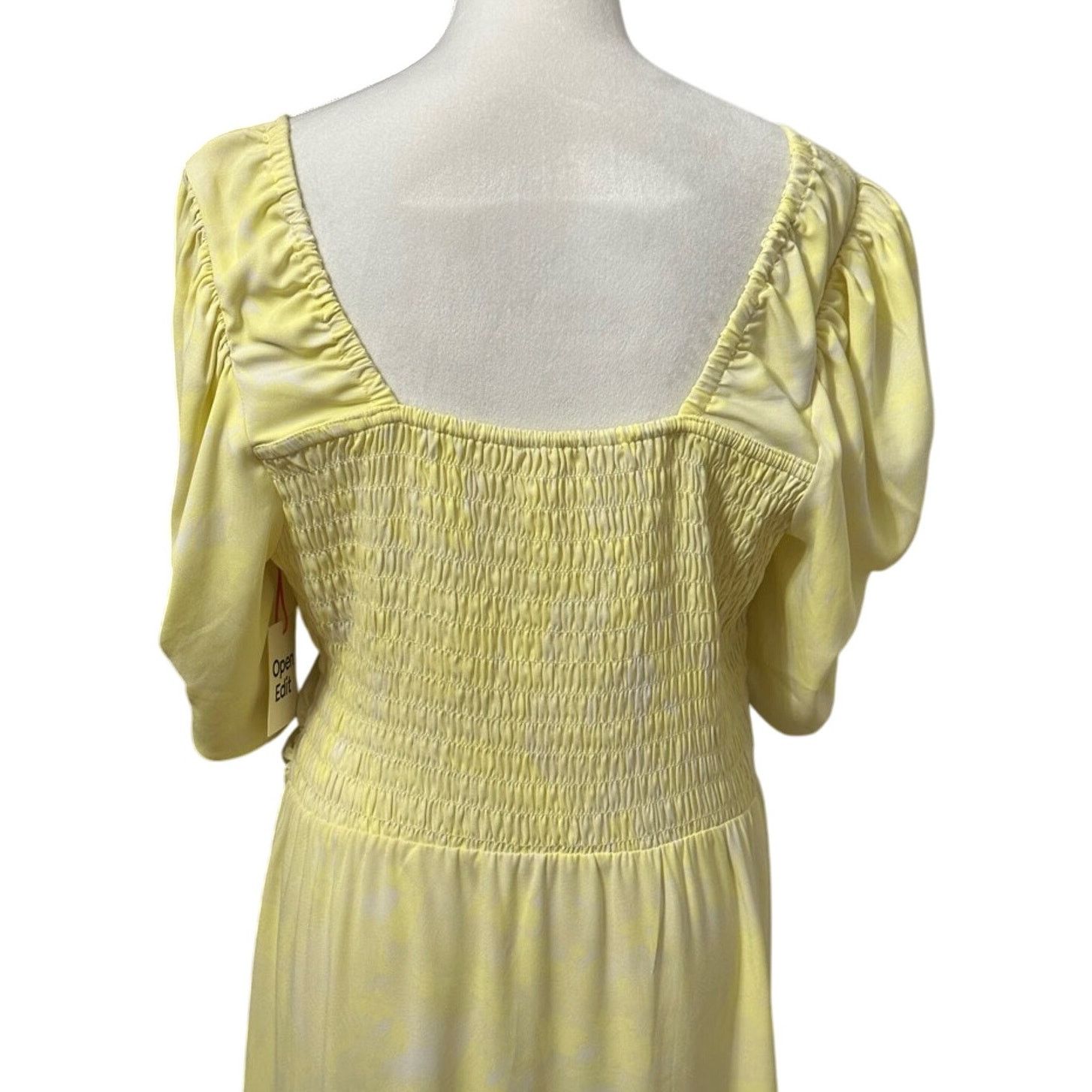 Other Open Edit Smocked A-Line Dress Puff Sleeve Floral Yellow L Size L / US 10 / IT 46 - 7 Thumbnail
