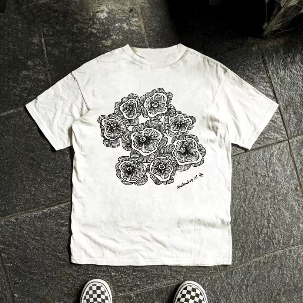 Vintage Street casual retro white floral print t-shirt Size US M / EU 48-50 / 2 - 1 Thumbnail