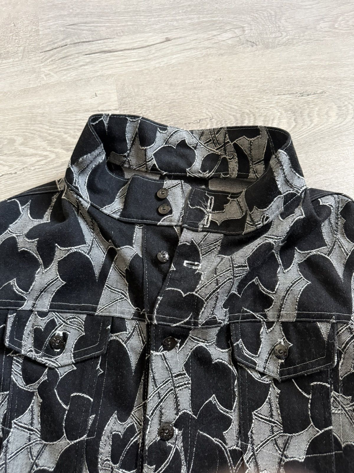 Handmade Denim Jacket Floral Jaquard Pattern Size US M / EU 48-50 / 2 - 5 Thumbnail