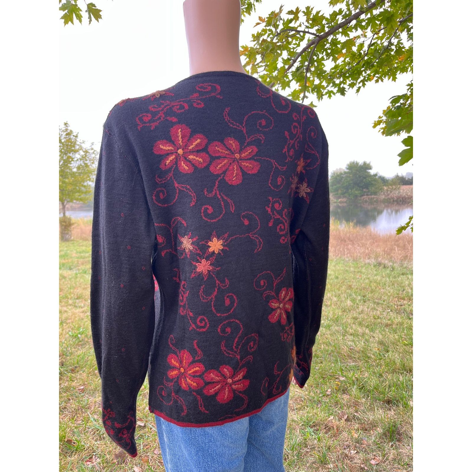 Other Alpaca Meadows Reversible Floral One Button Cardigan Size M / US 6-8 / IT 42-44 - 3 Thumbnail