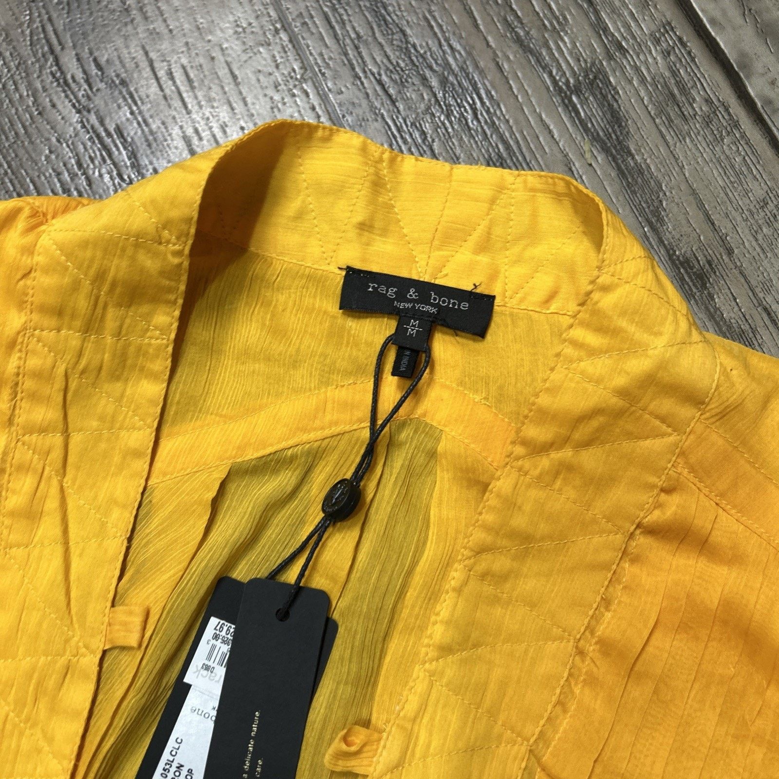 Split Rag & Bone Sachi Pleat Split Neck Cotton/Silk Top Safron M Size M / US 6-8 / IT 42-44 - 3 Thumbnail