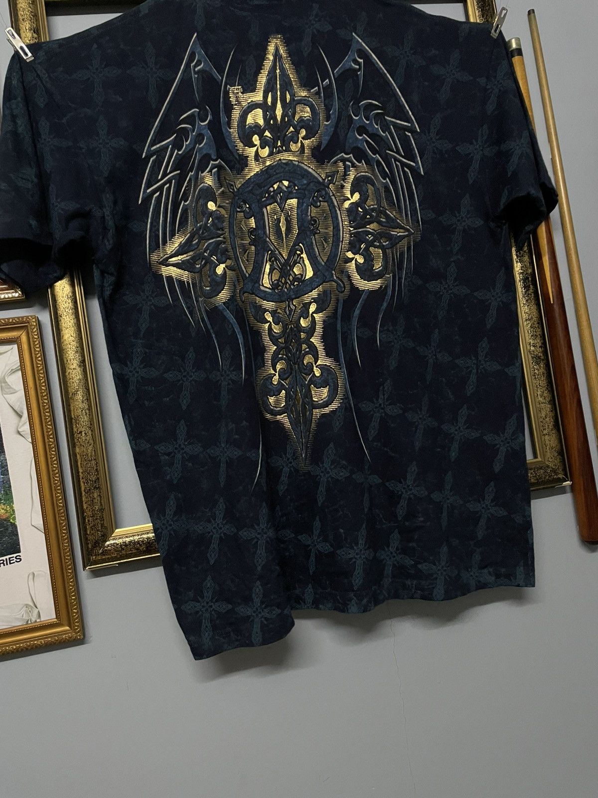 Affliction Vintage Rare 1990s Affliction Cross Live Fast Die Strong Tee Size US XL / EU 56 / 4 - 9 Thumbnail