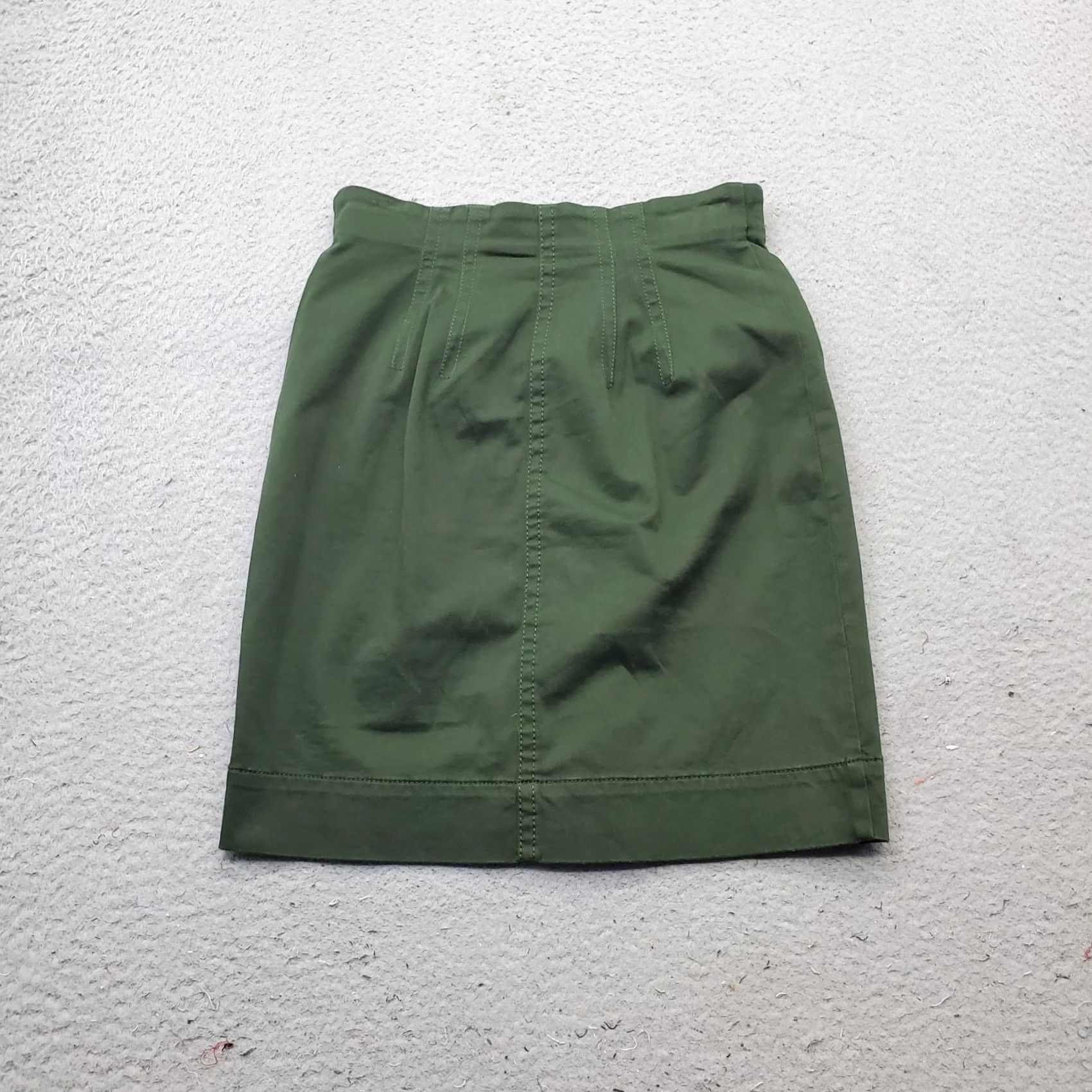 Ann Taylor Ann Taylor Weekend Skirt Womens Size 2 Green Button Front Pencil Straight & Utility Short Skirt Size 26" / US 2 / IT 38 - 2 Thumbnail