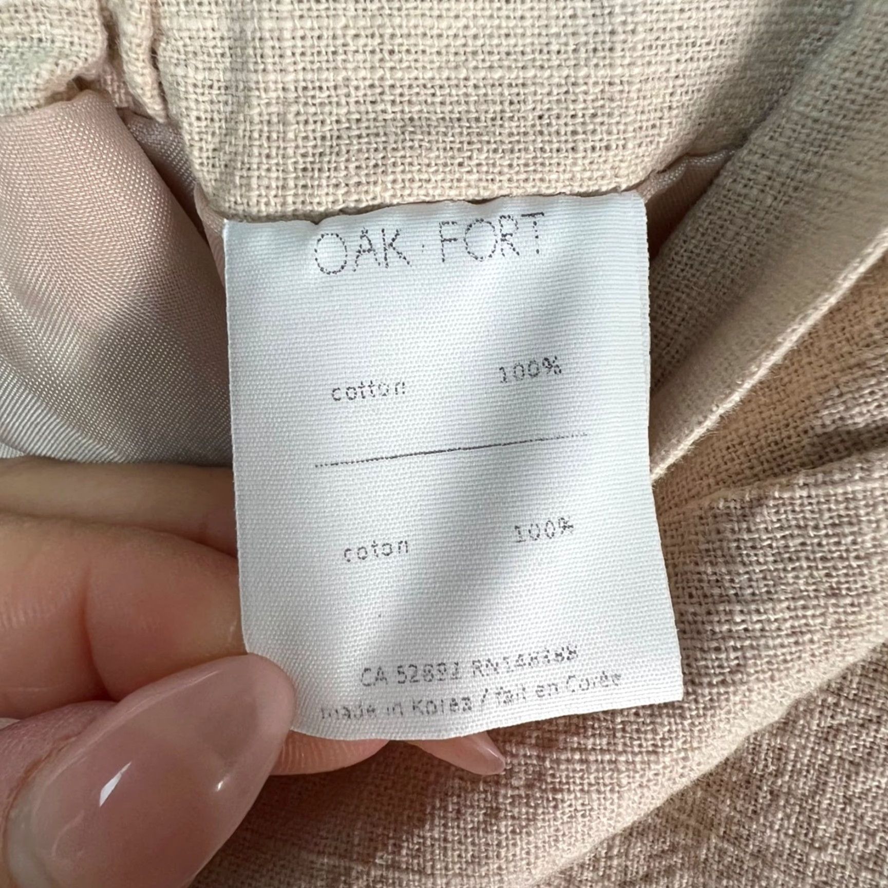 Oak + Fort Oak + Fort Skirt Womens Small Beige Textured Cotton Mini Short Summer Spring Size 28" / US 6 / IT 42 - 4 Thumbnail