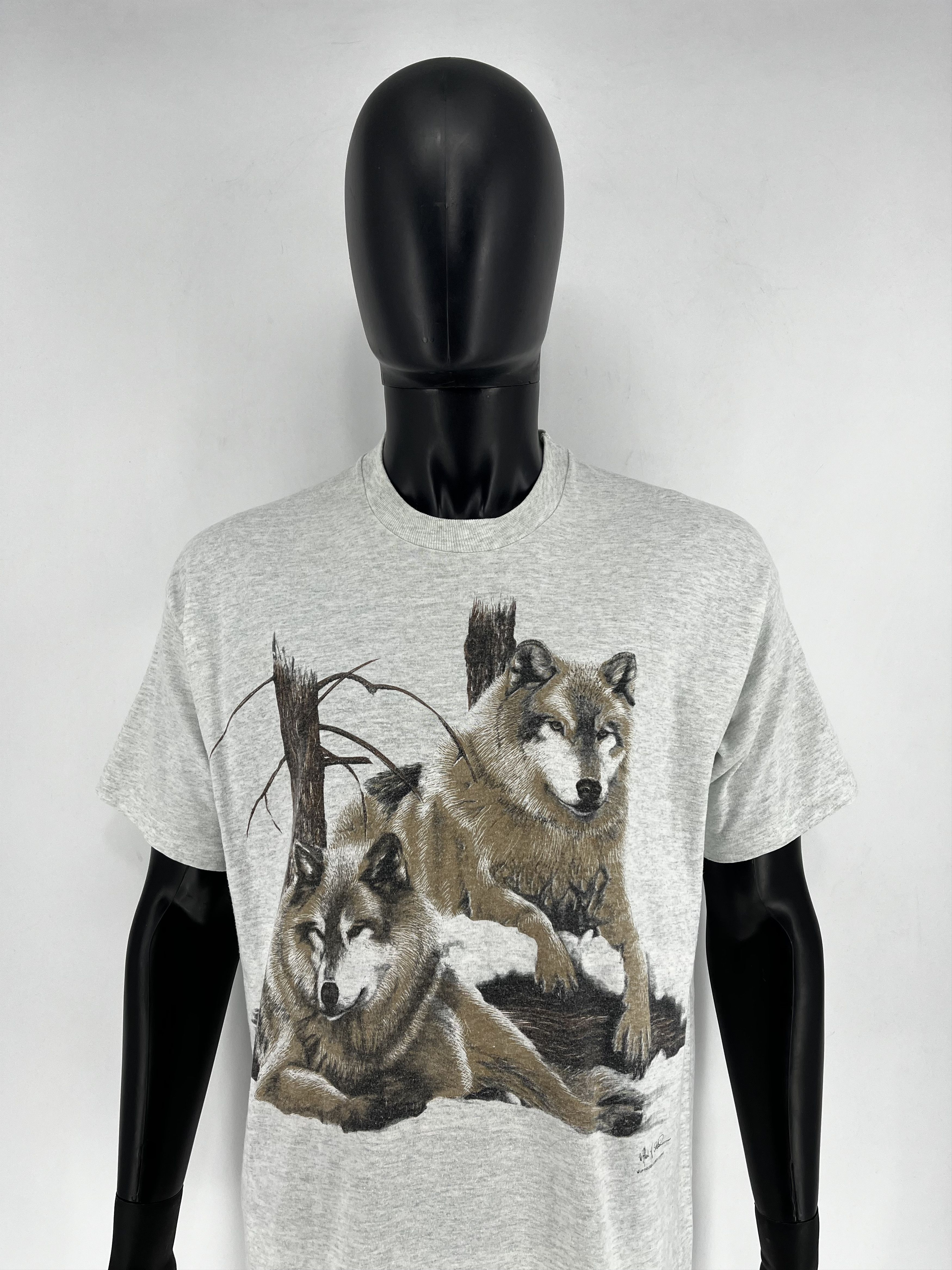 Vintage Vintage 90s Wolf Face Boxy Fit Tee Toys Rock Size XL Size US XL / EU 56 / 4 - 1 Thumbnail