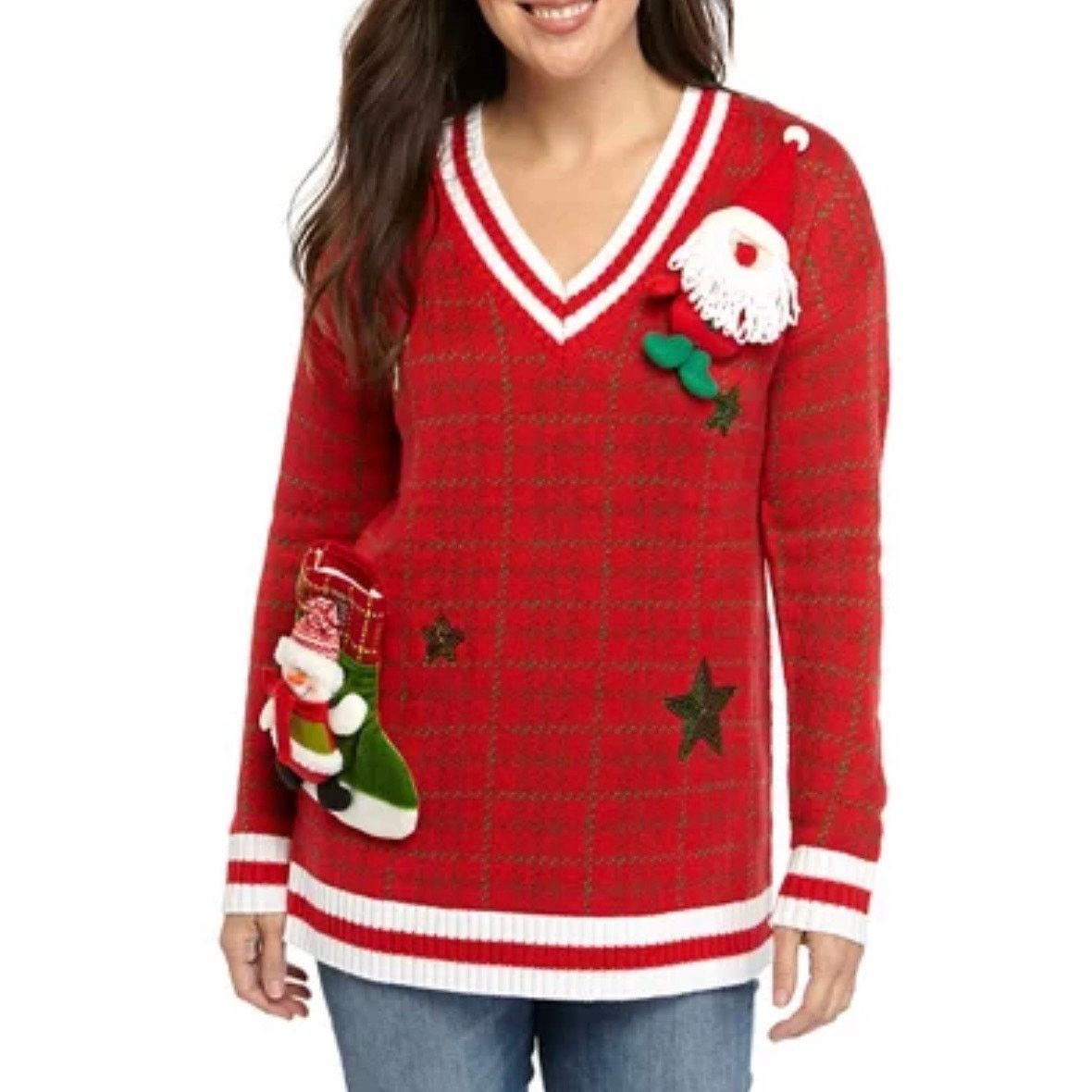 Other Joyland Long Sleeve Varsity Ugly Christmas Sweater Santa LG Size M / US 6-8 / IT 42-44 - 1 Thumbnail