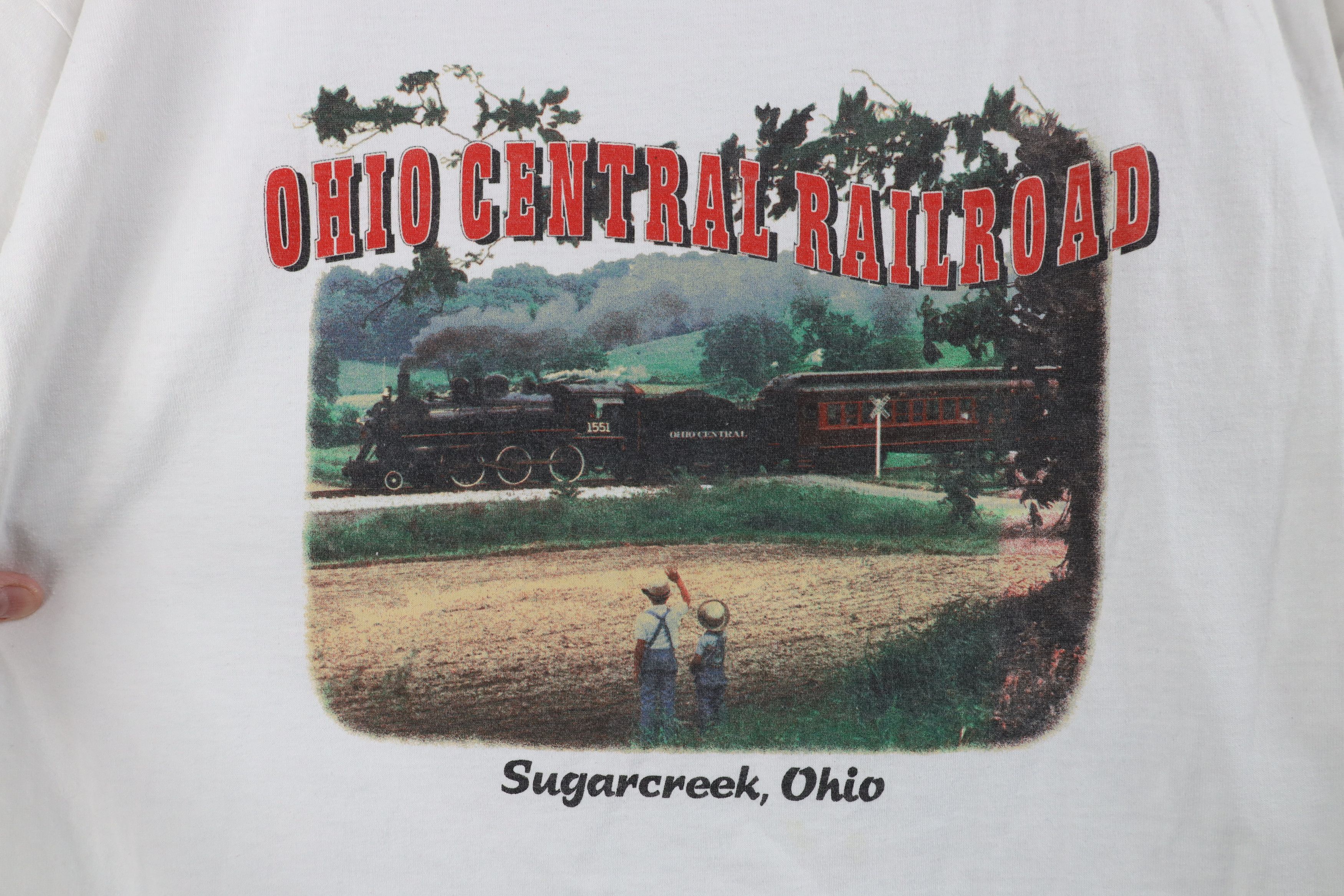 Vintage Vintage 90s Y2K Ohio Central Railroad Sugarcreek T-Shirt Size US XL / EU 56 / 4 - 4 Thumbnail