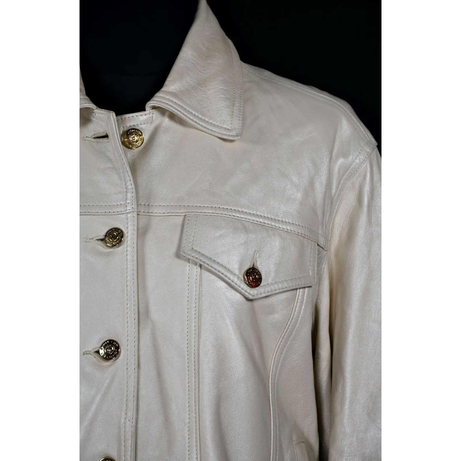 St. John St. John SPORT by MARIE Women's Creme LeatherJacket M Leather Jacket Womens Creme St. John Leather Jacket M Crème Size M / US 6-8 / IT 42-44 - 5 Thumbnail