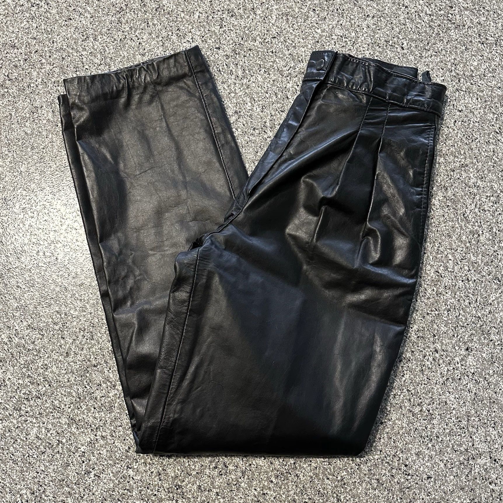 Vintage Vintage Comint Leather Pants Womens 24x29 Pleated High Rise Straight Genuine Black 90s Style Women's Pants Size 42" / US 20 - 2 Thumbnail