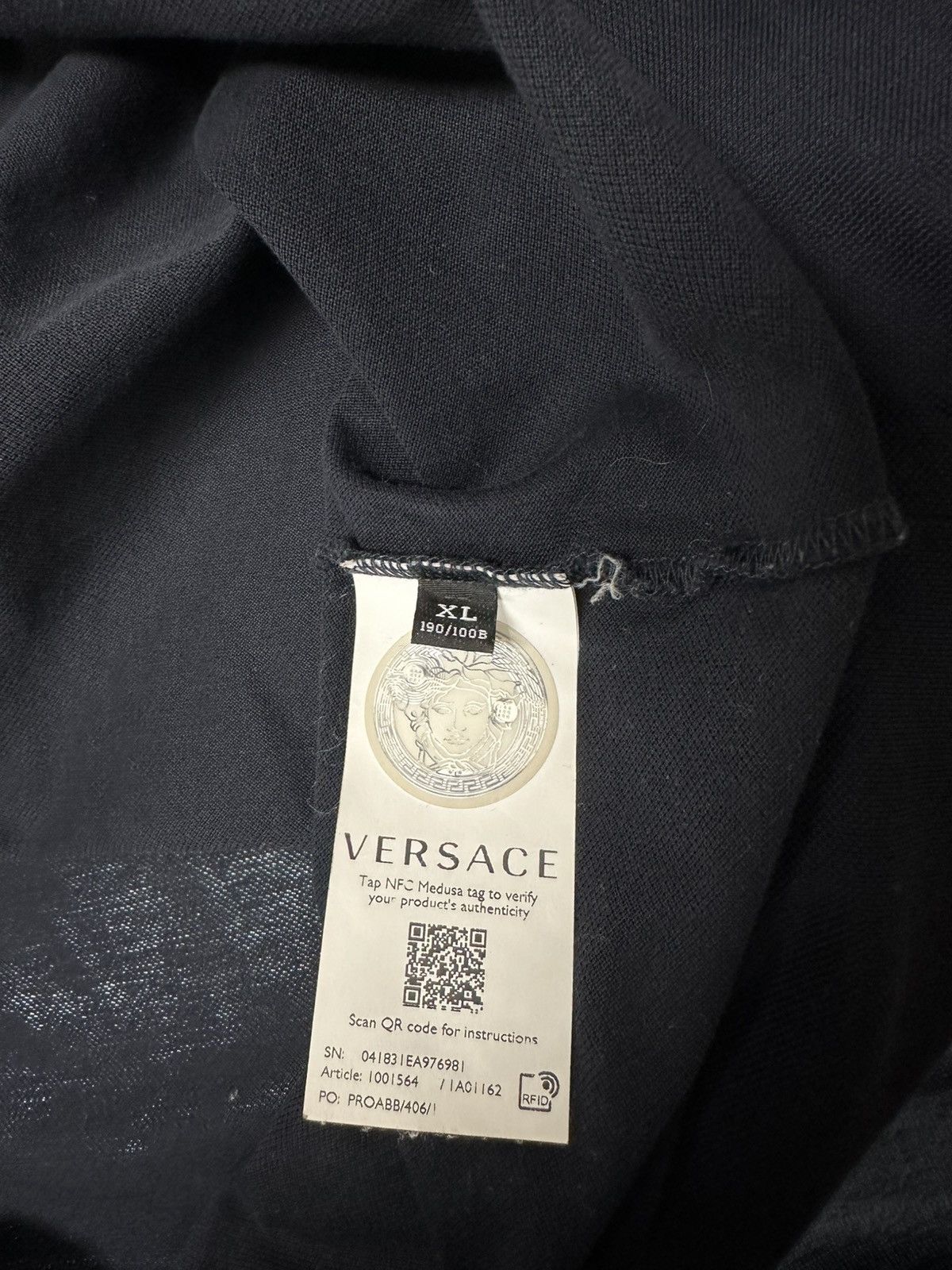 Versace Versace Navy Polo Grecka Colored Trim Size US XL / EU 56 / 4 - 6 Thumbnail