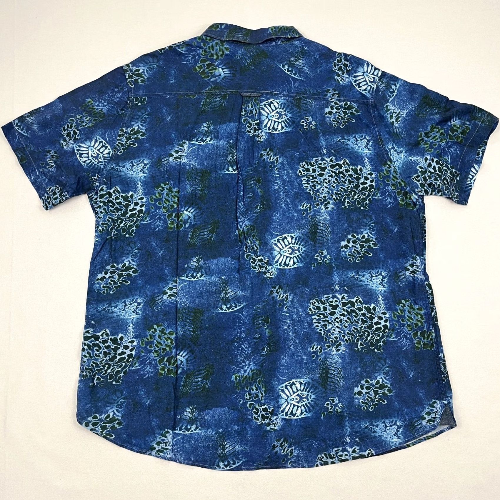 Carbon2Cobalt VINTAGE Carbon 2 Cobalt Shirt Mens XL Blue Green Hawaiian Tropical Vacation Linen Blend Size US XL / EU 56 / 4 - 7 Thumbnail