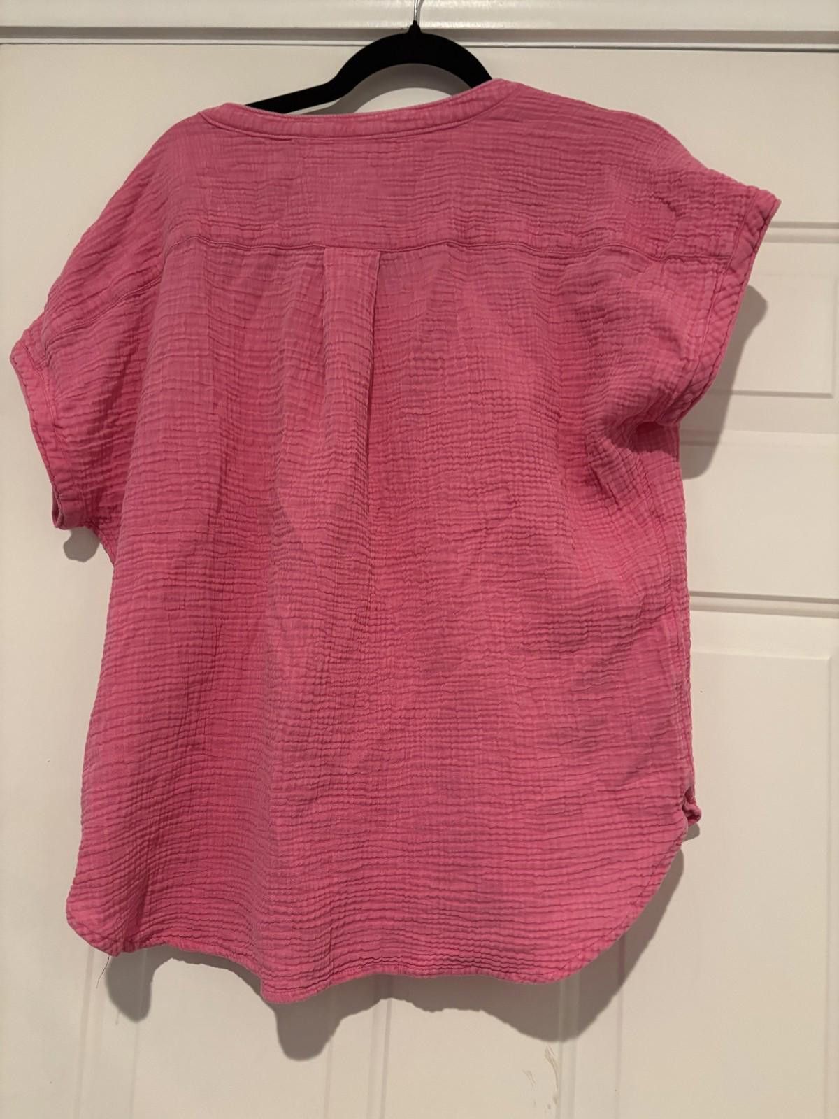 Faherty FAHERTY Dream Cotton Gauze Desmond Top Size L Pink #660 Size L / US 10 / IT 46 - 2 Thumbnail
