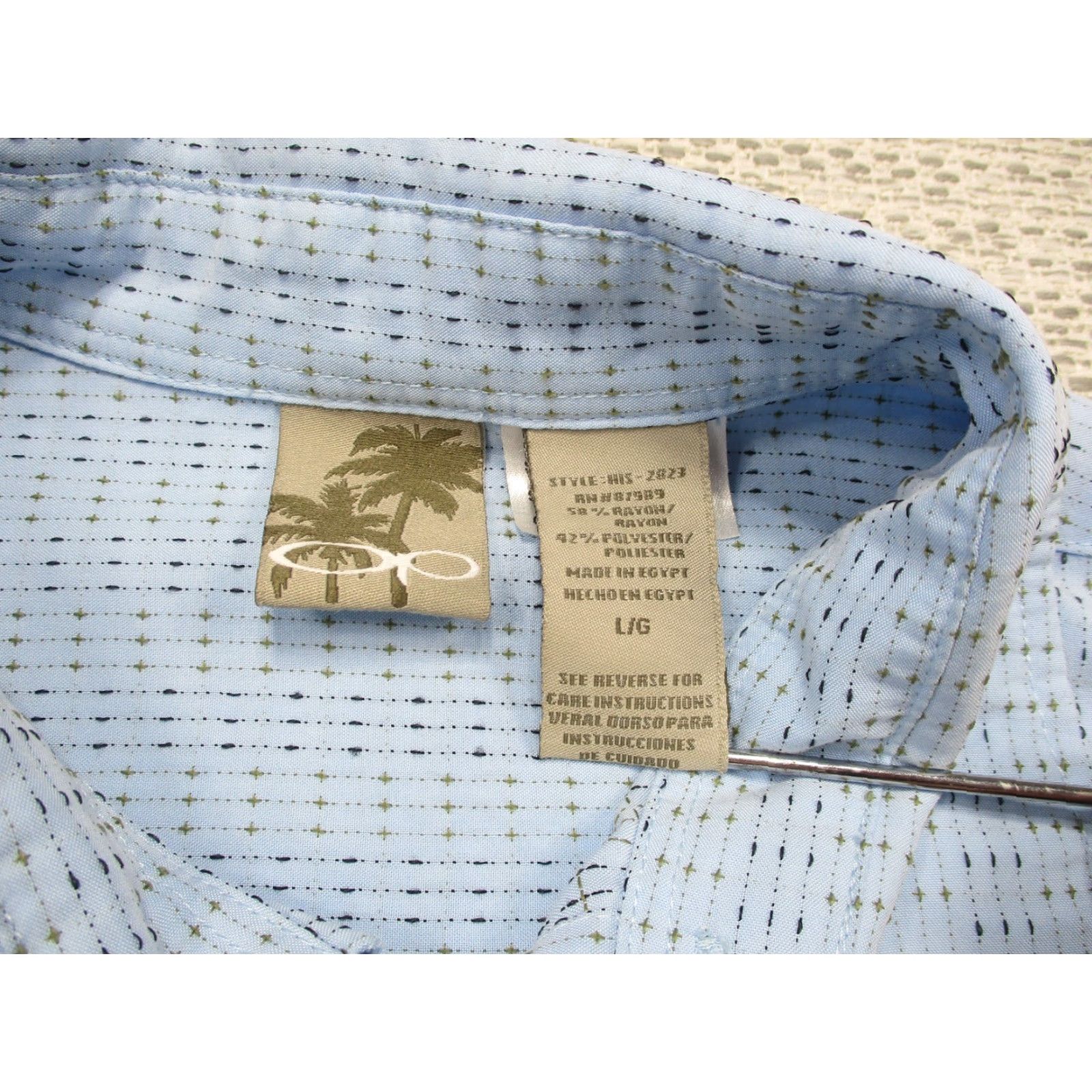 Ocean Pacific OP Ocean Pacific Button-Up Shirt Men L Short Sleeve Blue Textured Size US L / EU 52-54 / 3 - 4 Thumbnail