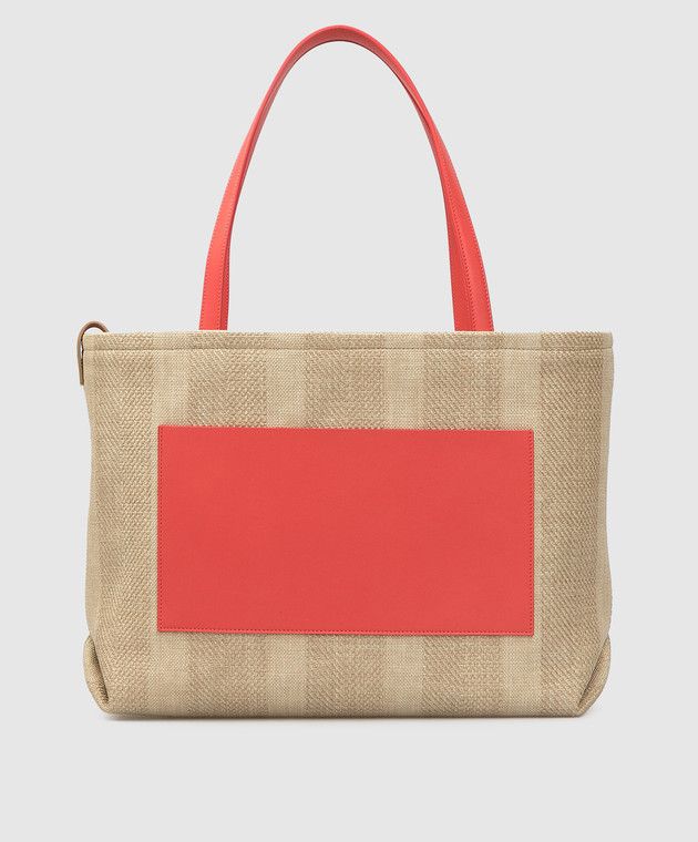 Loro Piana o1srvl11e0924 Size: / OS Tote Bag in Beige/Red Size ONE SIZE - 9 Thumbnail