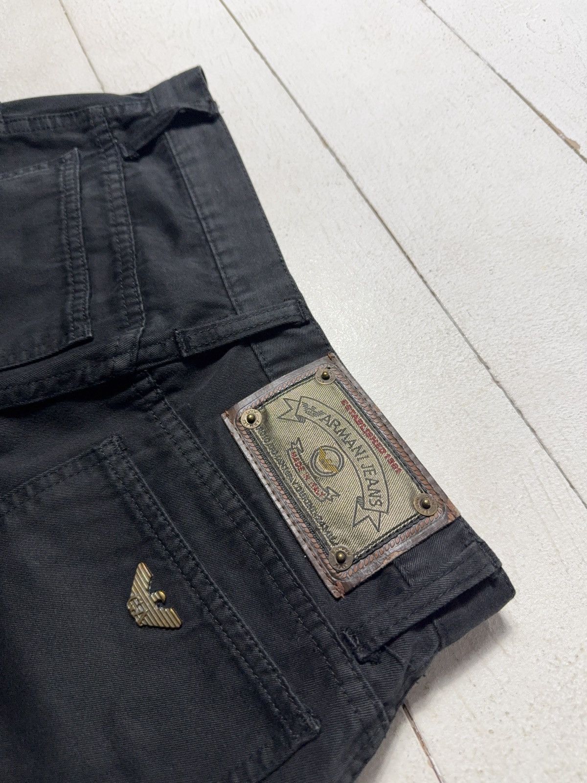Giorgio Armani 90s Retro Armani Jeans Black Cotton Pants Made in Italy Size US 28 / EU 44 - 20 Thumbnail