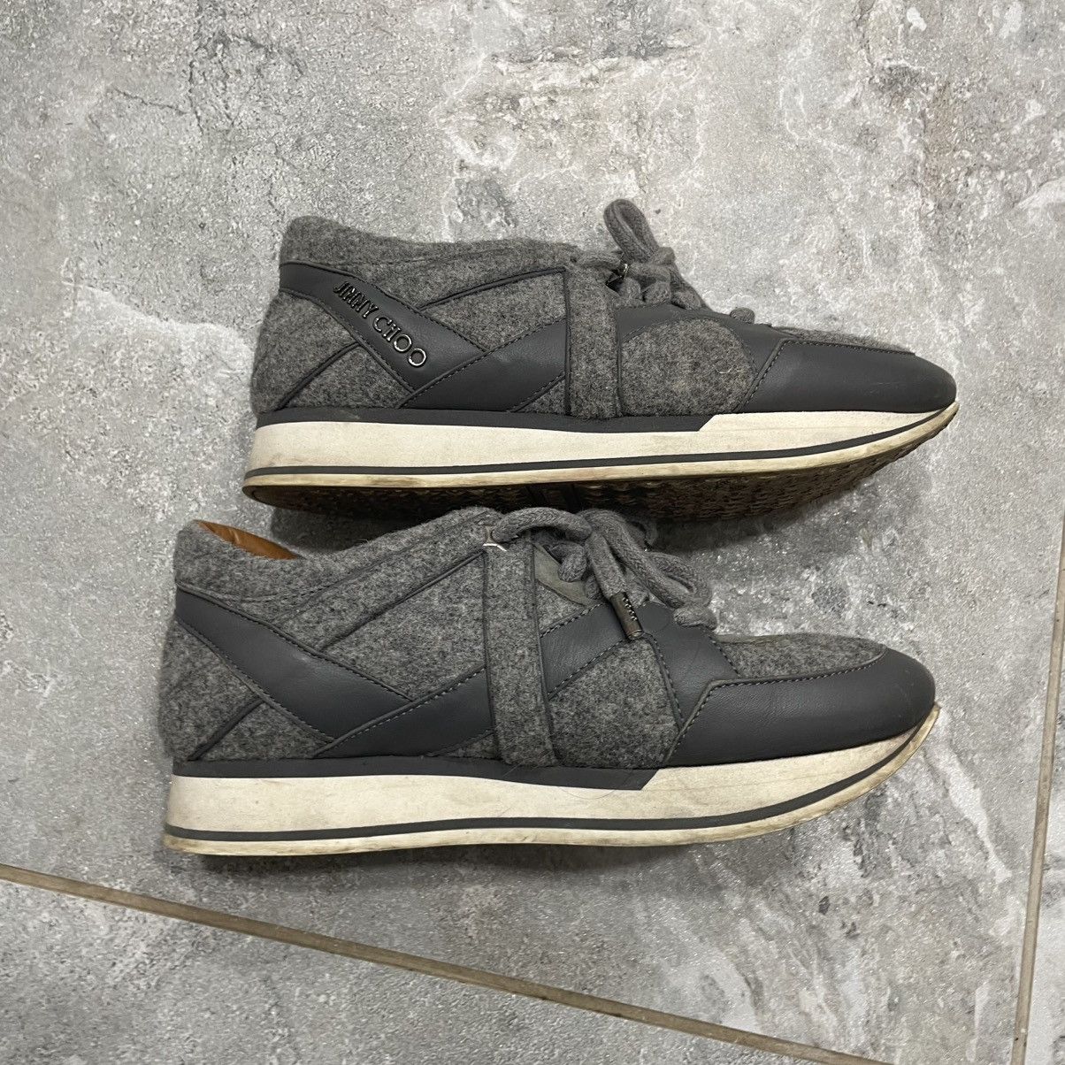 Jimmy Choo Jimmy Choo Grey Wool Leather Trim Low Top Sneakers shoes Size US 5 / EU 37 - 4 Thumbnail
