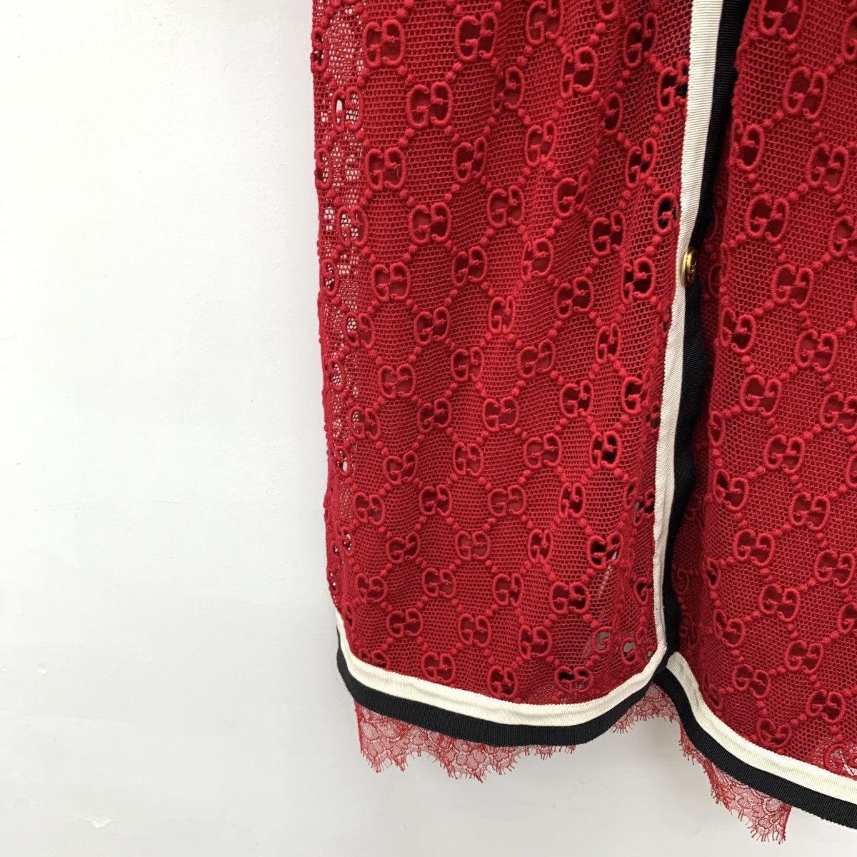 Gucci Gucci Red All-over Logo V-neck Long Sleeve Dress K26WX Size XS / US 0-2 / IT 36-38 - 5 Thumbnail