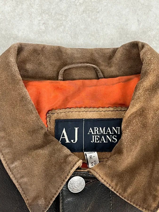 Armani 2000s Armani Brown Suede Leather Two Tone Trucker Jacket Size US M / EU 48-50 / 2 - 8 Thumbnail