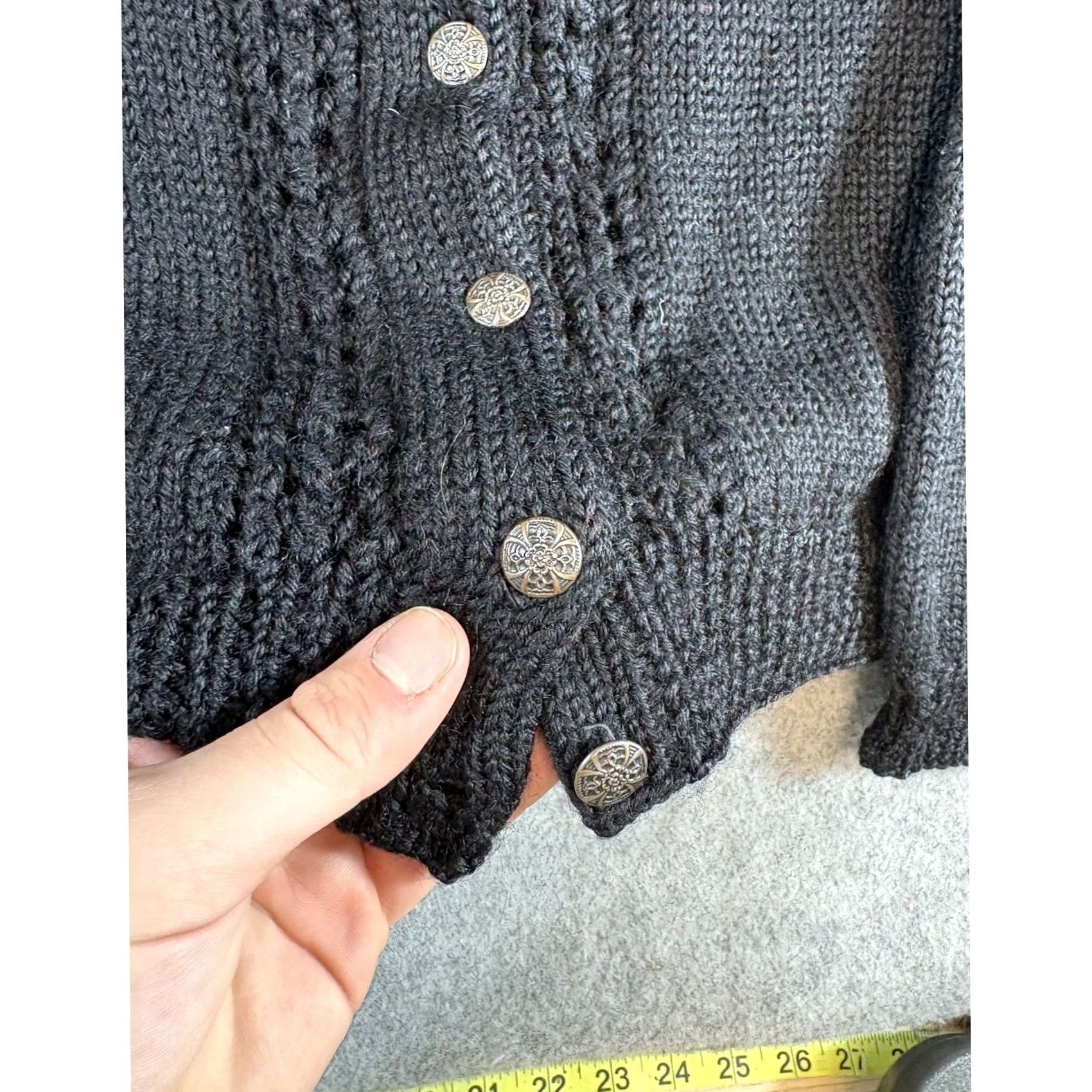 Vintage VINTAGE Cardigan Sweater Womens M Black Cable Knit Button Front 90s Minimalist Classic Vintage Womens Cardigan Size M / US 6-8 / IT 42-44 - 6 Thumbnail