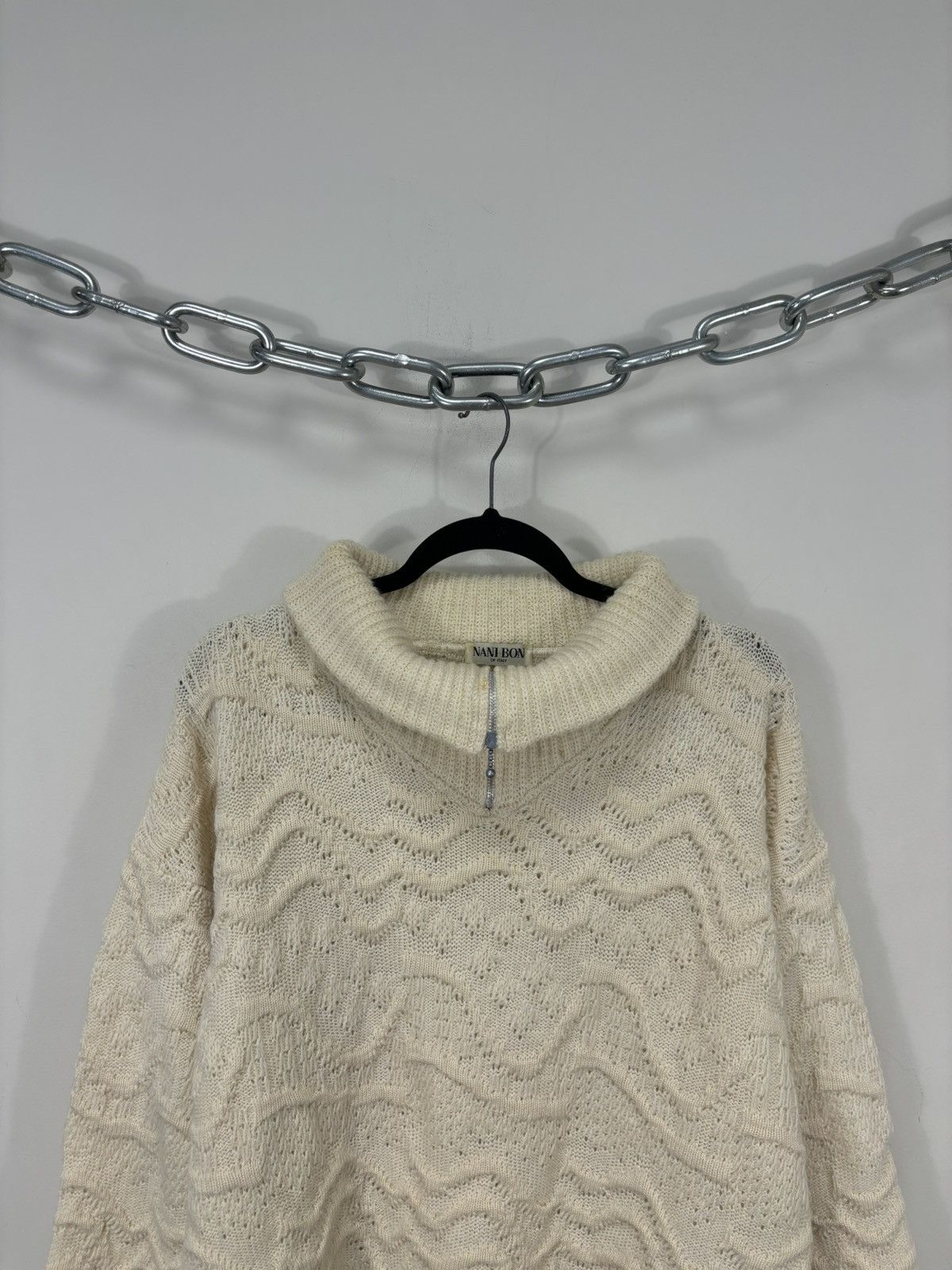 Other Vintage Nani Bon Men’s Wave Knit Wool Turtleneck Zip Sweater Size US L / EU 52-54 / 3 - 3 Thumbnail