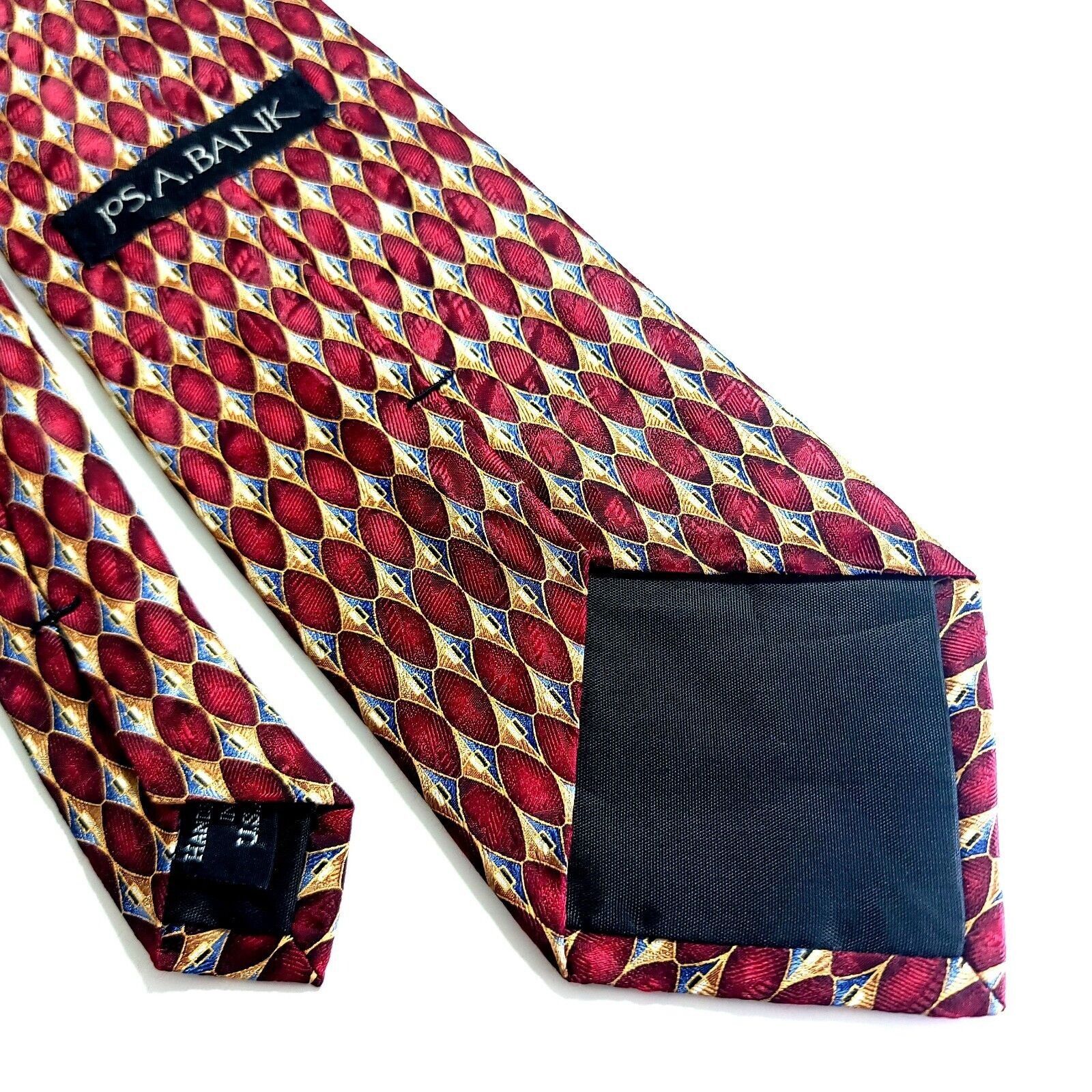Jos. A. Bank Jos A Bank Red Tan Gray Geometric Jacquard Print Wide Silk T Size ONE SIZE - 5 Thumbnail