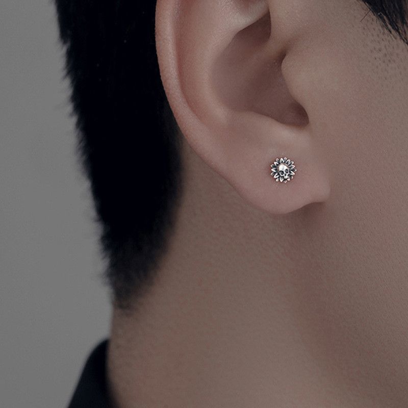 Jewelry Skull Hip-hop Earrings One Pairs Chrome Jewelry Size ONE SIZE - 2 Thumbnail