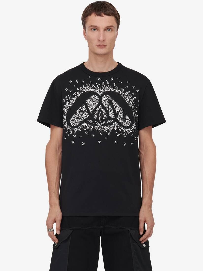 Alexander McQueen o1w1db10725 Exploded Charm T-Shirt in Black/White Size US XL / EU 56 / 4 - 5 Thumbnail