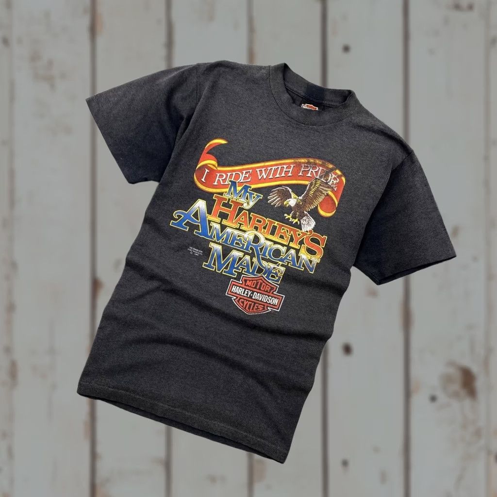 Harley Davidson VINTAGE Harley-Davidson I Ride With Pride T-Shirt Men L 1991 Black Size US L / EU 52-54 / 3 - 1 Thumbnail