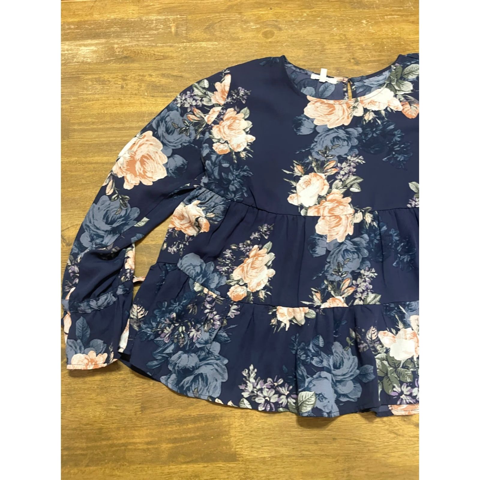 Vintage Maurices Blouse Women's Large Purple Floral Long Sleeve Pullover Casual Regular Size L / US 10 / IT 46 - 3 Thumbnail