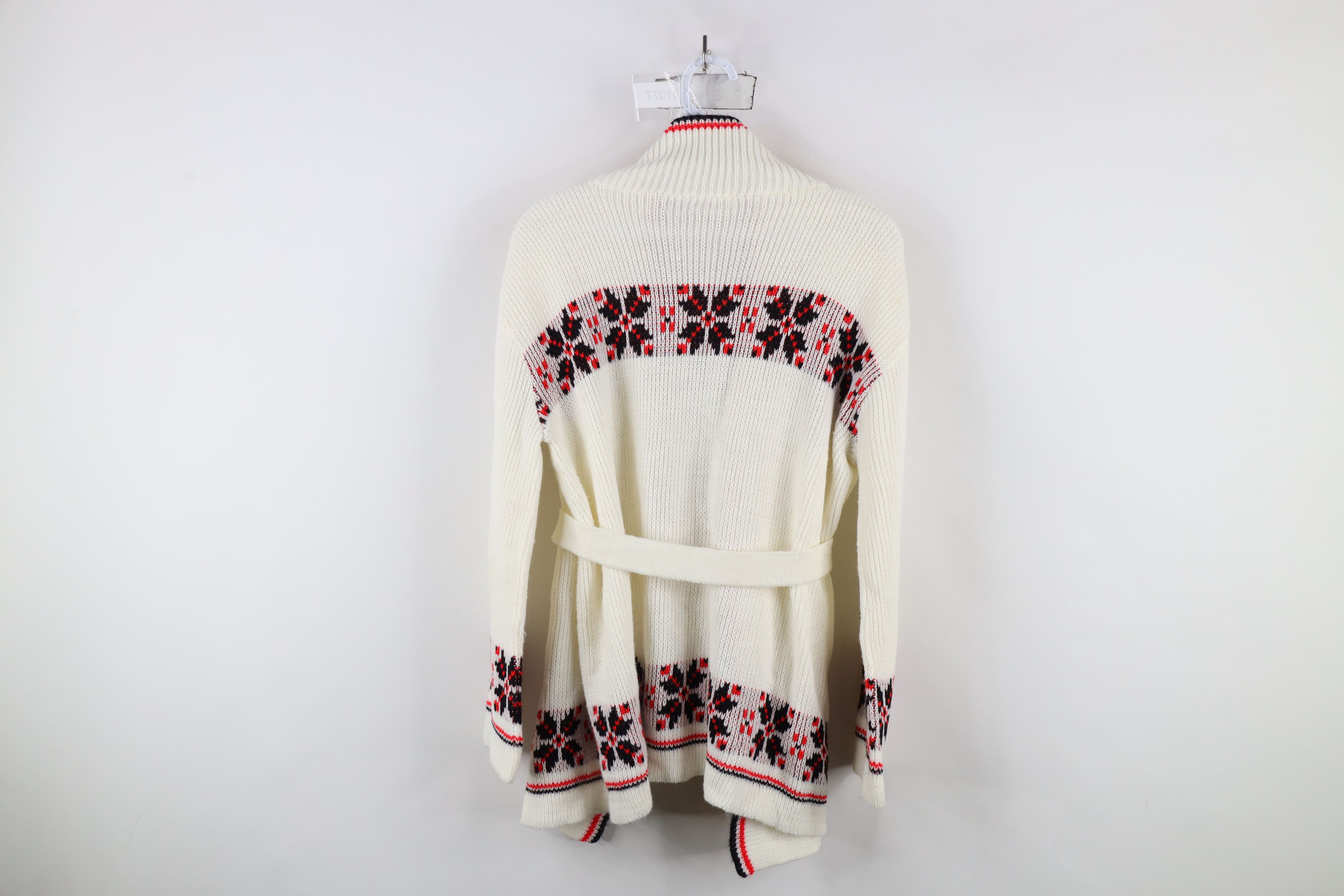 Vintage Vintage 60s 70s Knit Belted Shawl Cardigan Sweater USA Size L / US 10 / IT 46 - 10 Thumbnail