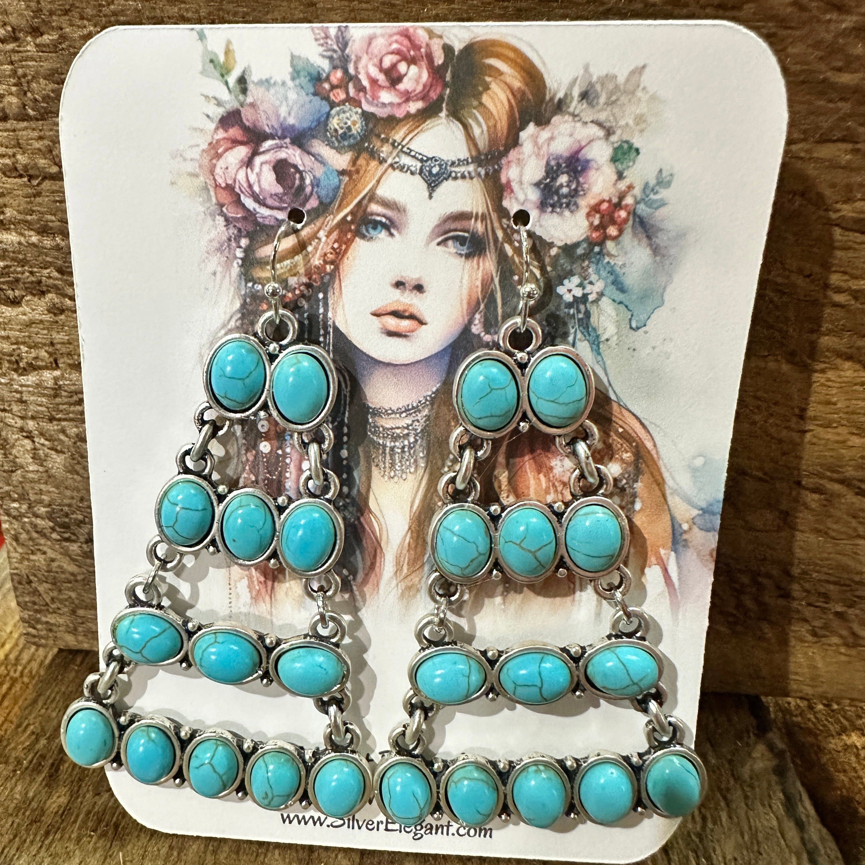 Other Stylish 724578 Turquoise Earrings 2.5 Inches Long Size ONE SIZE - 9 Thumbnail