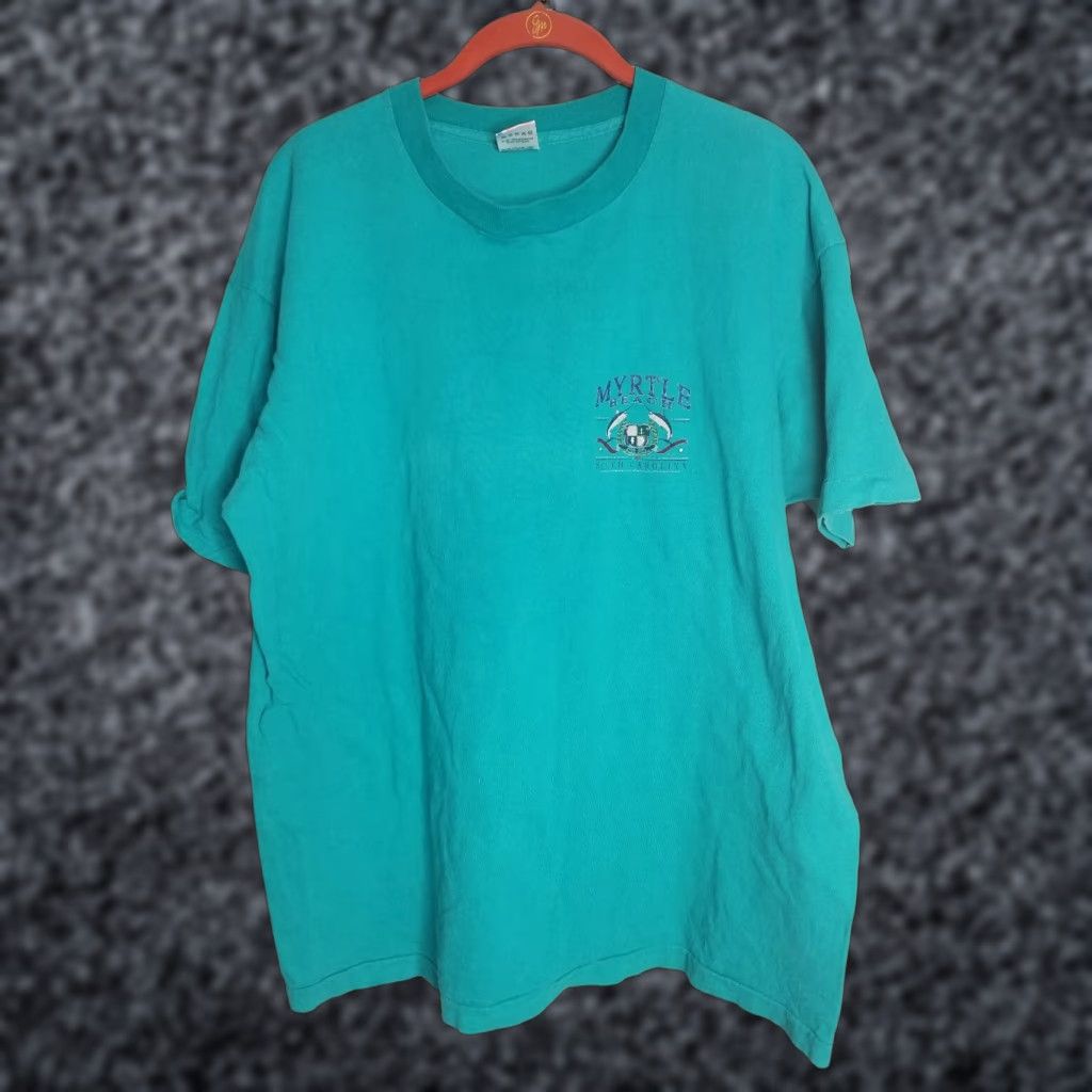 Fruit Of The Loom VTG 90s Mens XL T Shirt Myrtle Beach Marlin Double Sided Single Stitch Myrtle Beach Blue Beach Volleyball 90s Mens XL T Shirt Size US L / EU 52-54 / 3 - 1 Thumbnail