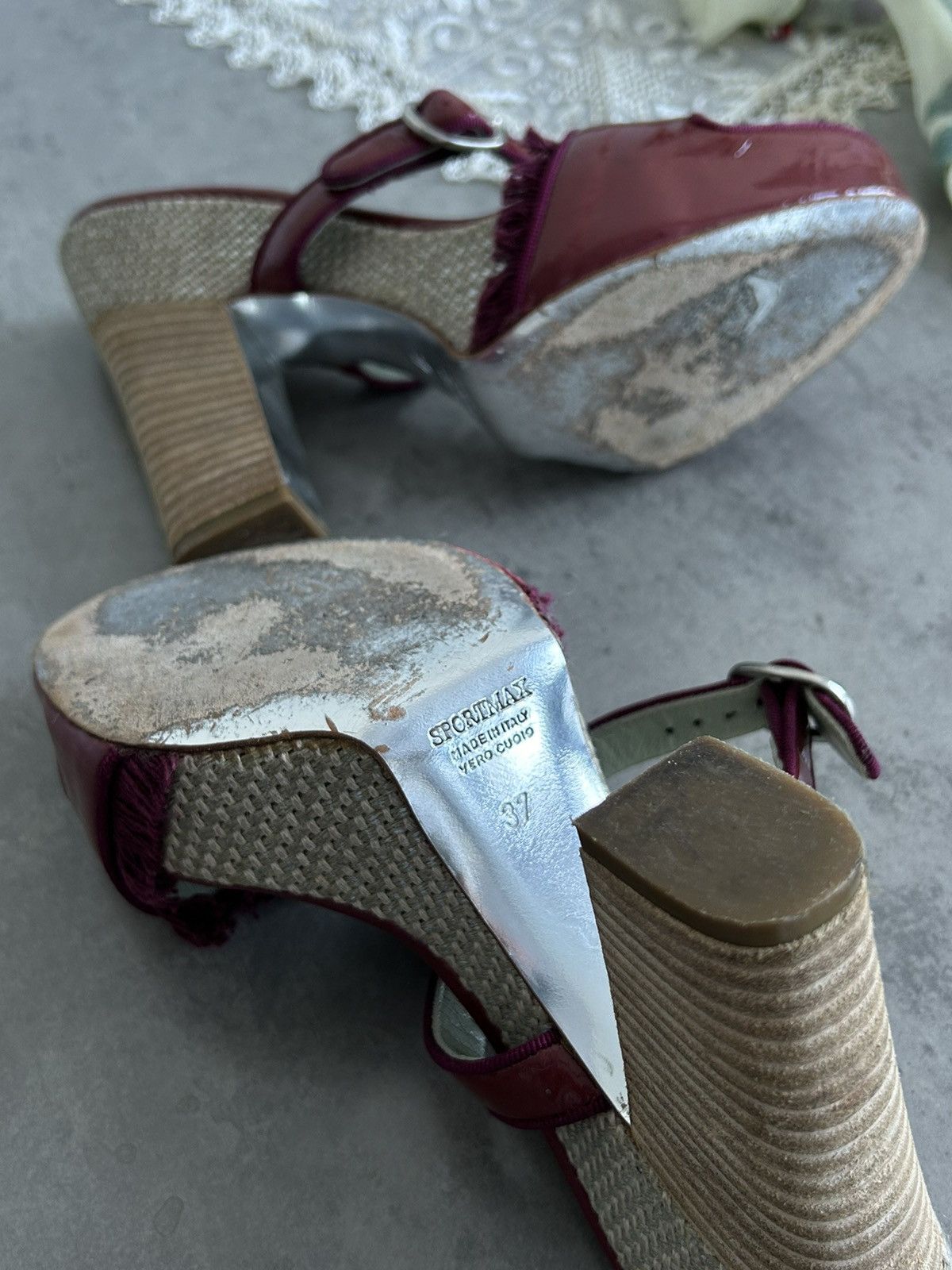 Max Mara × Sportmax SportMax Cherry Red Platform Max Mara Luxury Heels Designer Size US 7 / IT 37 - 12 Thumbnail