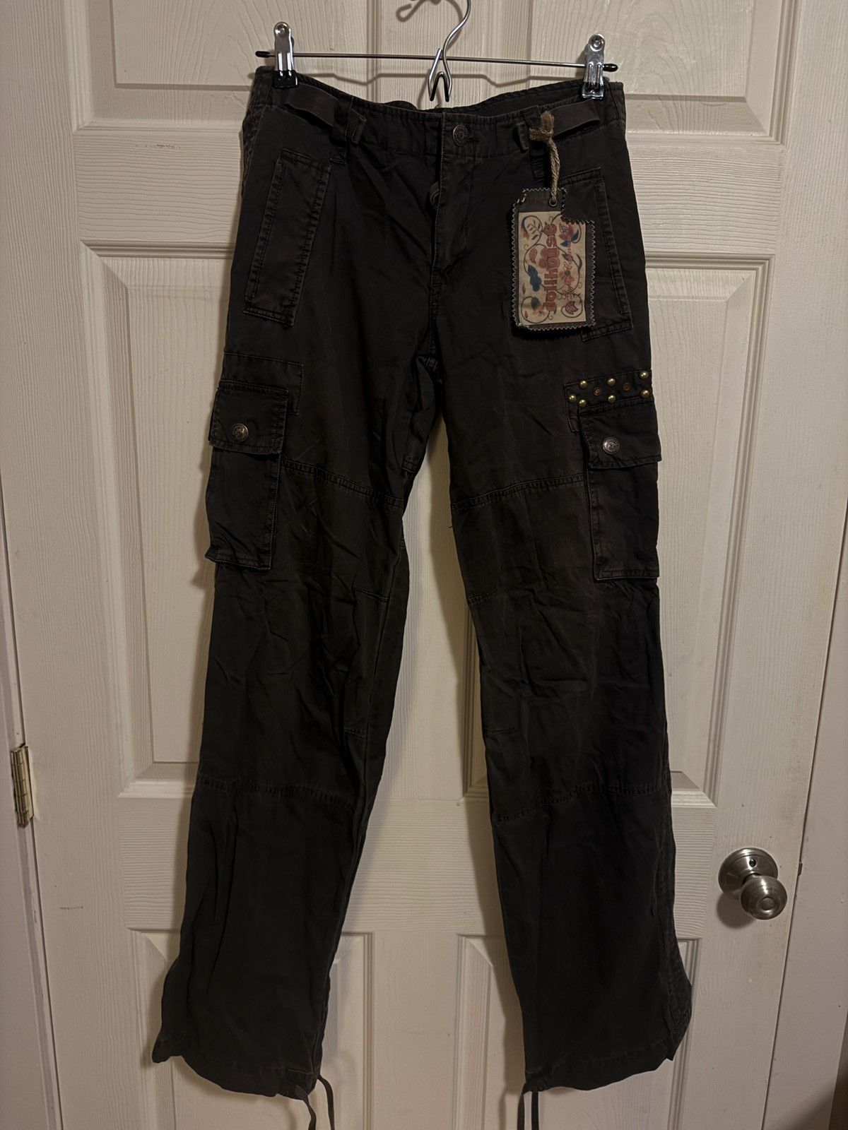 Other Dollhouse Y2K Studded Brown Wide Leg Cargo Jeans Size 5. Size 28" / US 6 / IT 42 - 1 Thumbnail